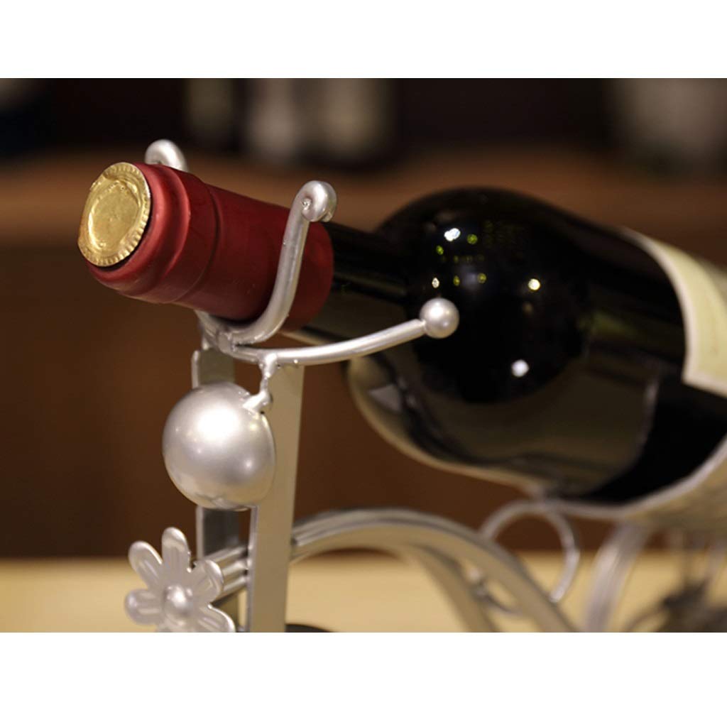 Metal Iron Wine Bottle Holder Rack - Tricycle Design 1-Bottle Organizer Display for Bar, Wine Cellar & Kitchen - Black or Silver - Perfect for Home Decor & Wine Storage Solutions