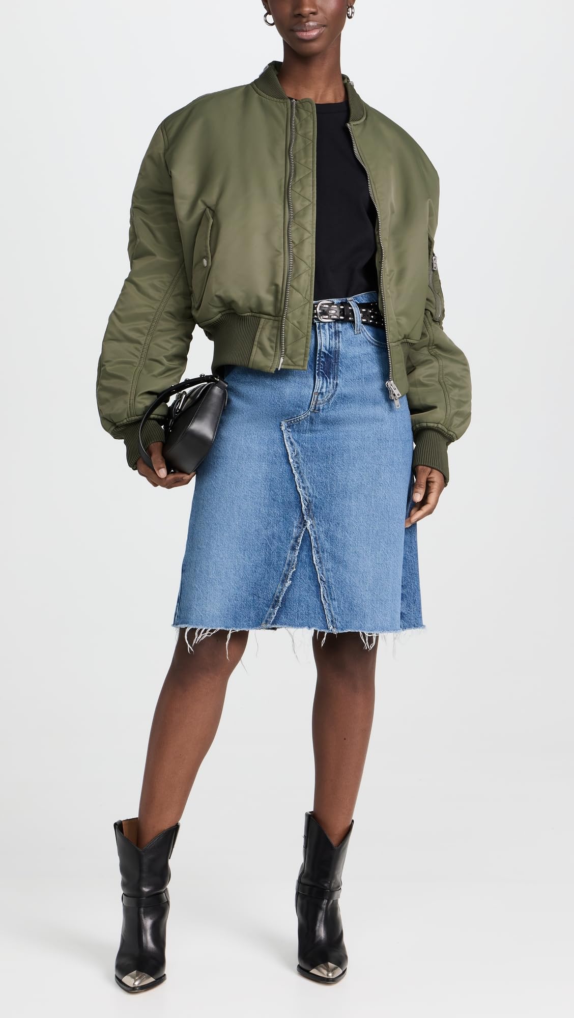 FRAME Women's Deconstructed High Waist Midi Skirt - Stylish & Comfortable for Work, Date Night & Casual Outings