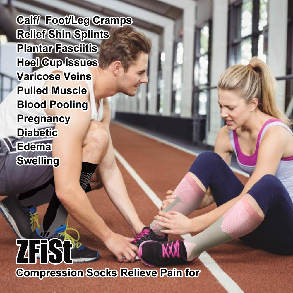 ZFiSt Plus Size Compression Socks for Women & Men - Wide Calf Support, Breathable Sport & Nurse Stockings - Ideal for Running, Travel & Long Work Shifts