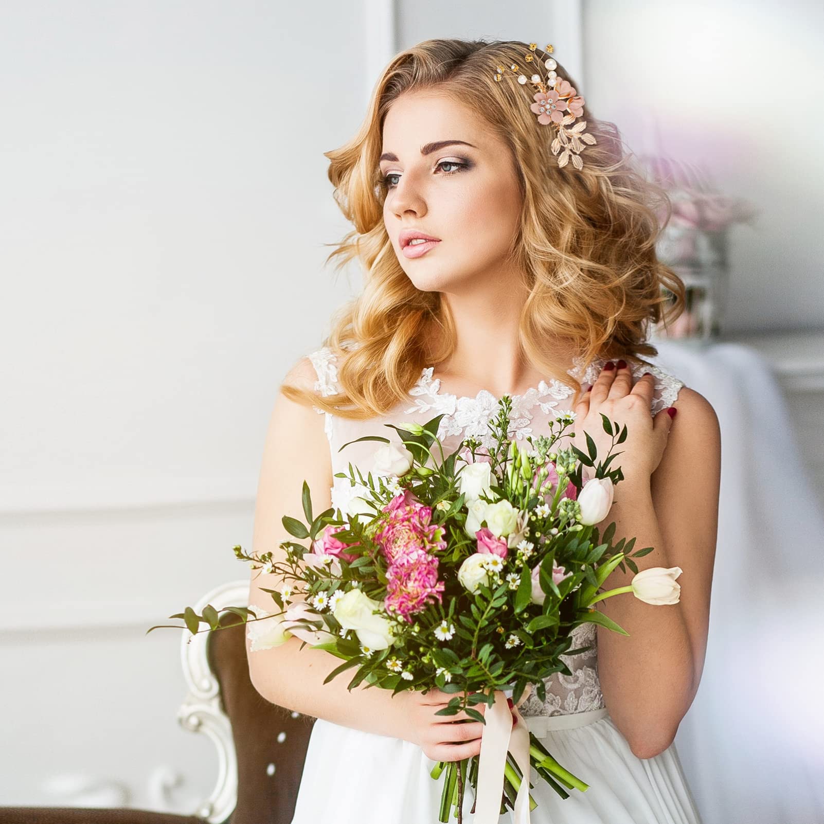 STOBOK 4pcs Bridal Hair Pins Set - Rhinestone Pearl Wedding Hair Clips & U-Shaped Combs for Bride, Bridesmaid, Women & Girls | Perfect for Weddings, Prom, Parties & Special Occasions