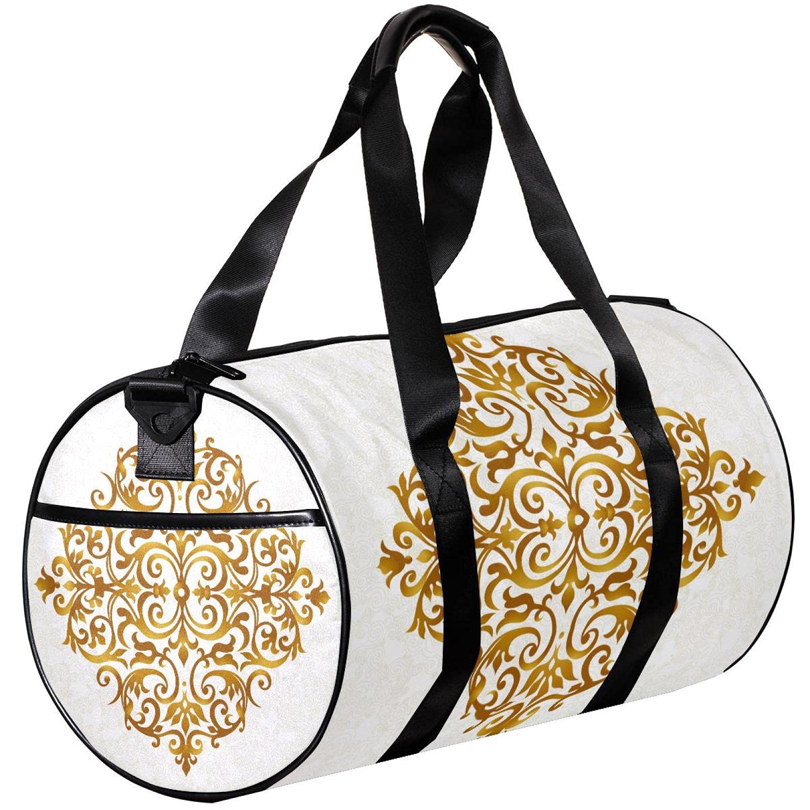 Men's Gym Duffle Bag with Wet Pocket - Gold Line Floral Design Sports Bag for Workout, Travel & Fitness - Perfect for Gym, Sports, Travel & Weekend Getaways