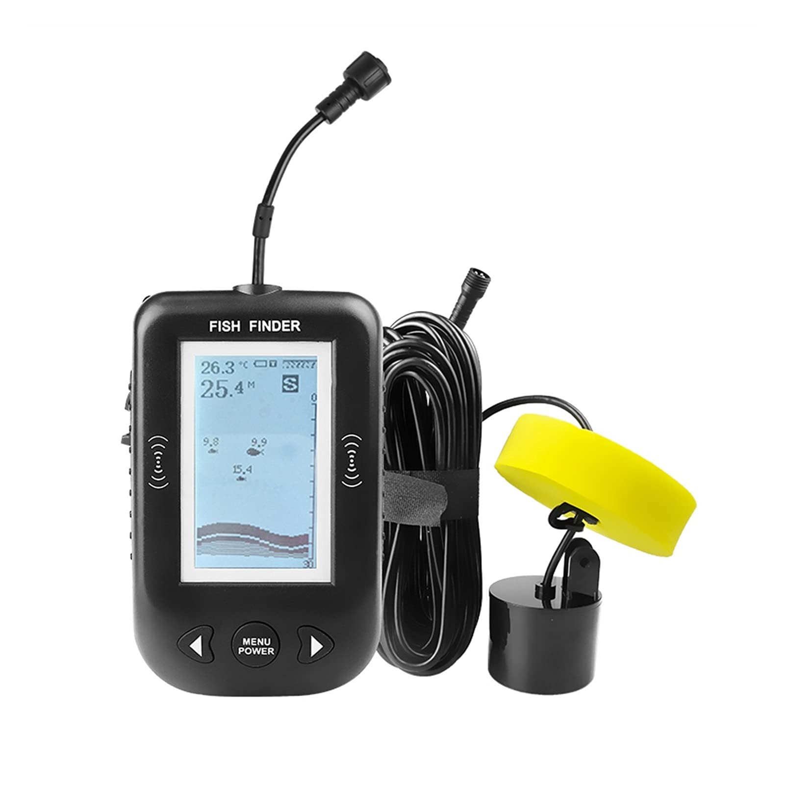 Professional Fishfinder with Sonar & Alarm - 0.6-100m Depth Range Fishing Echo Sounder Transducer | Perfect for Deep Sea, Lake & Ice Fishing Adventures