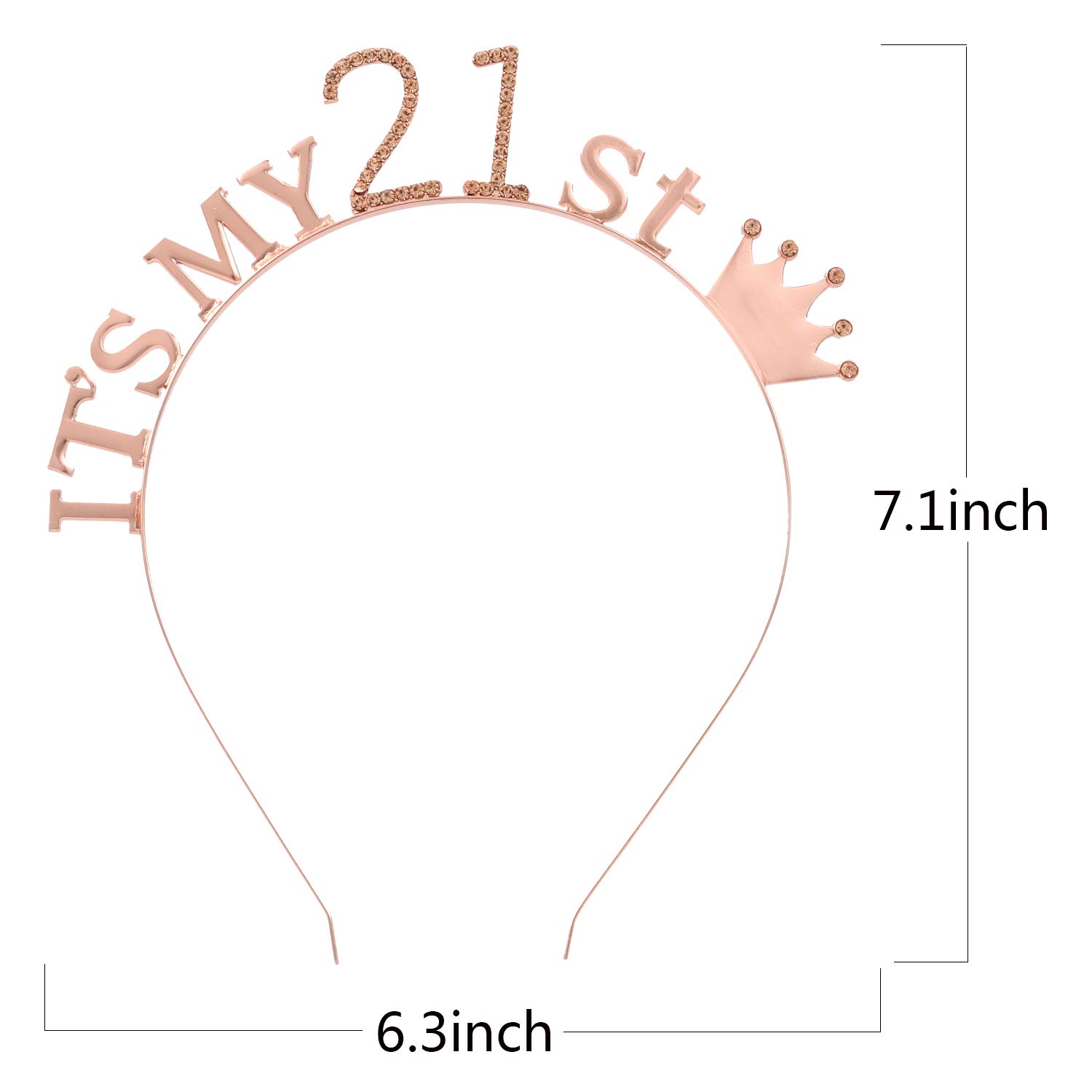 21st Birthday Girl Sash & Rhinestone Tiara Set - Rose Gold Glitter Headband & Crown for Women's Milestone Party | Perfect for 21st Birthday Celebrations, Bachelorette Parties & Special Occasions