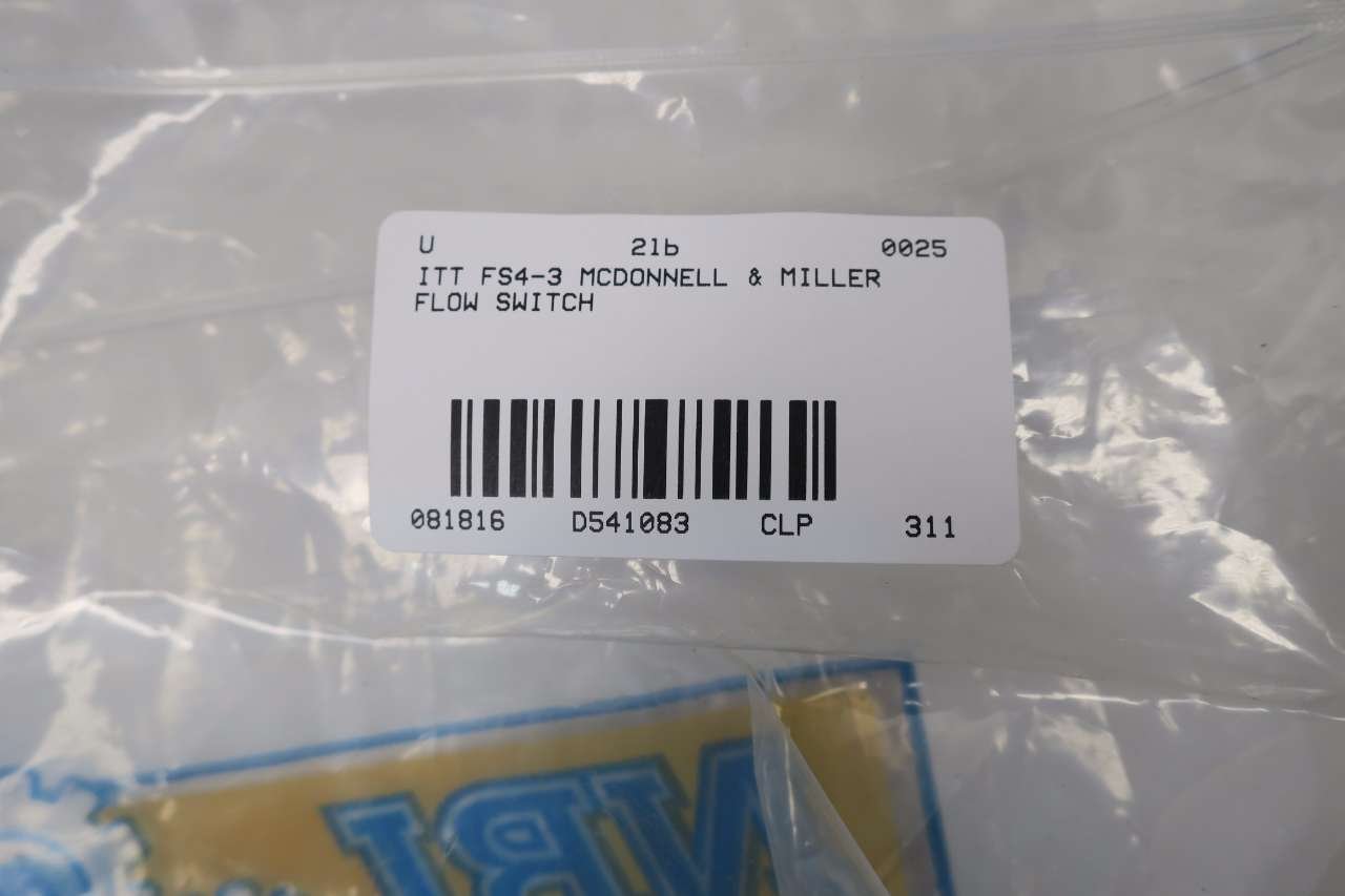 ITT FS4-3 McDonnell & Miller Flow Switch D541083 - Industrial Liquid Flow Monitoring for HVAC, Plumbing & Water Treatment Systems