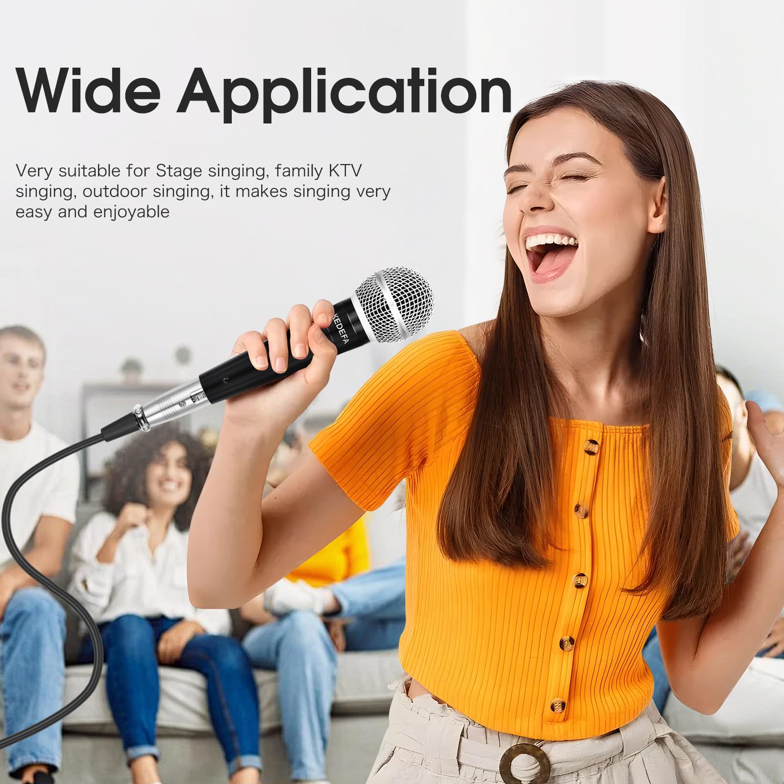 KM88 Professional Handheld Wired Karaoke Microphone - Super Cardioid Dynamic Vocal Mic with 13.12ft Detachable XLR Cable & ON/Off Switch - Ideal for Home Karaoke, Stage Performances & Live Singing with Speakers