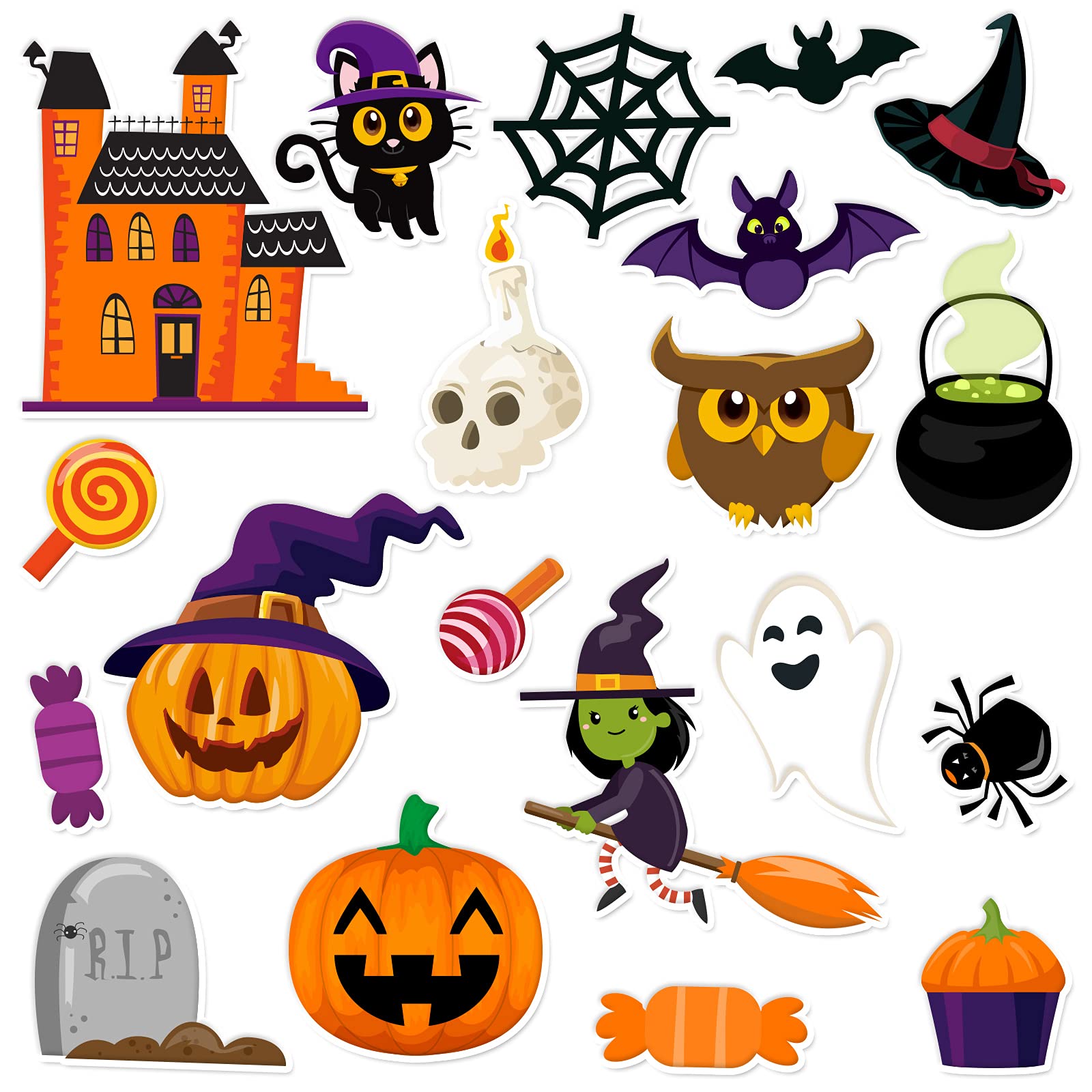 20 PCS Halloween Window Clings - Reusable Thick Gel Stickers for Kids, Adults & Home Decor - Perfect for Windows, Mirrors, Glass Doors, Classrooms, Nurseries & Halloween Party Decorations