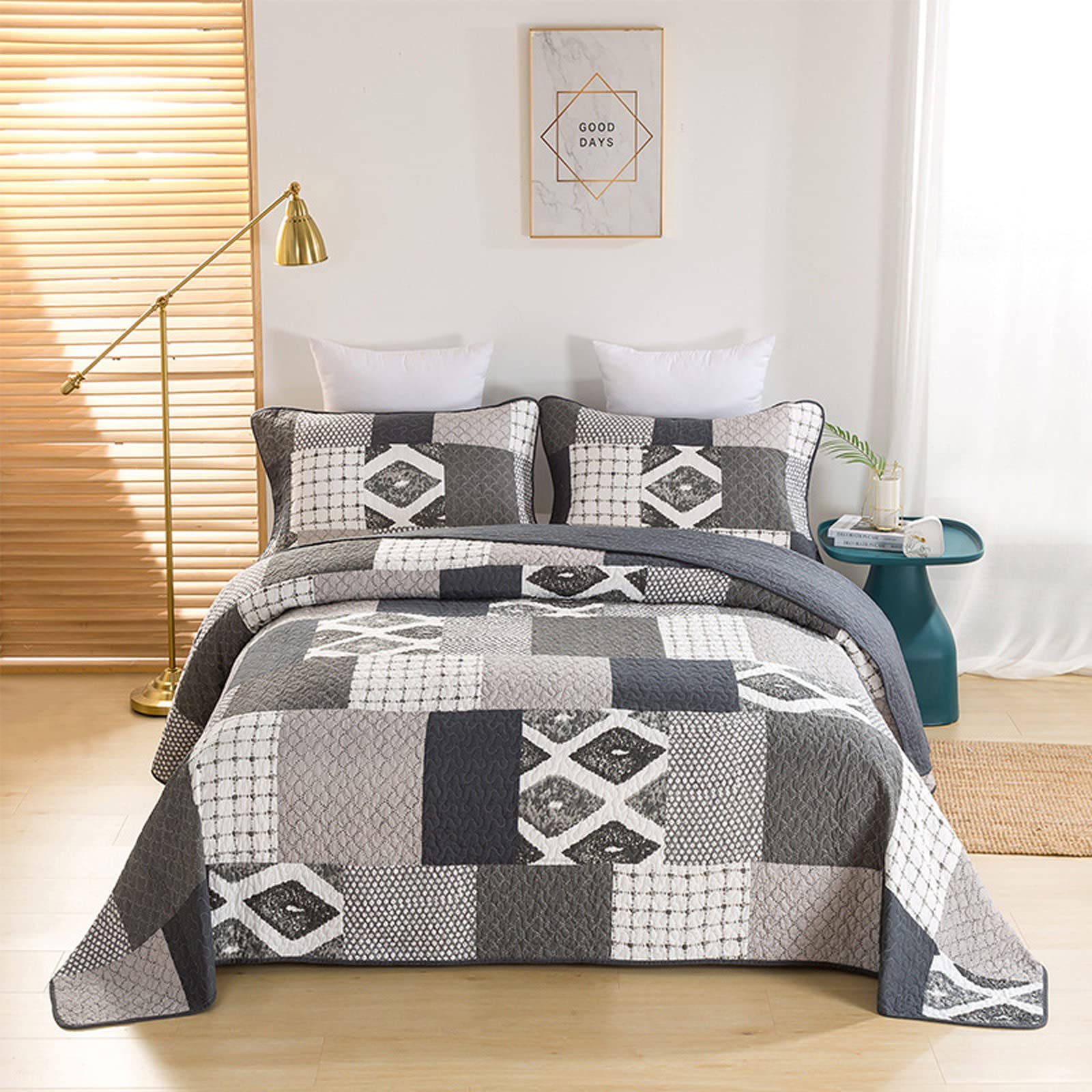 Garcan King Size Bedspread Quilt Set - 260x270cm 3-Piece Cotton Coverlet with 1 Quilt & 2 Pillowcases - Soft Bedding for Master Bedroom, Guest Room & Hotel Decor (Beige)