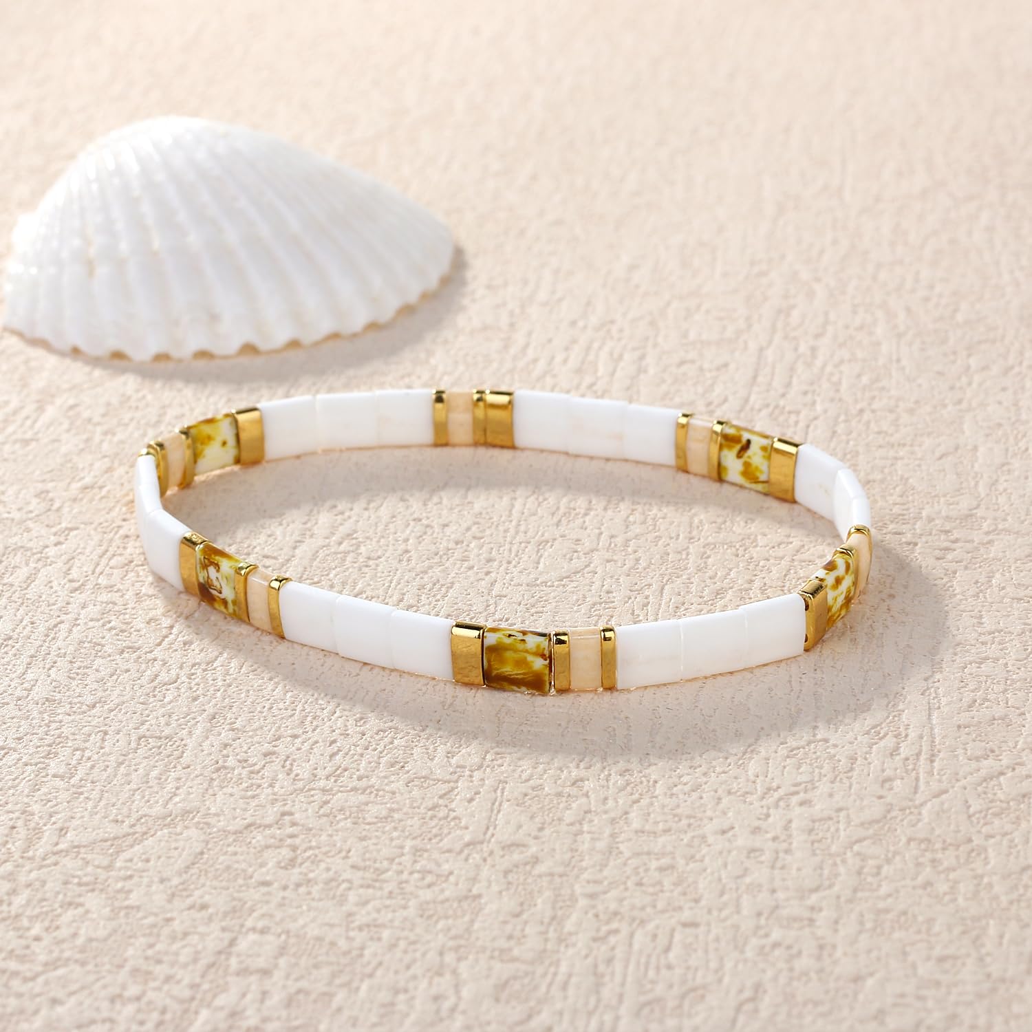 KELITCH Fashion Tila Miyuki Beaded Bracelet - Colorful Elastic Stretch Bracelet for Women, Friendship Jewelry Gift Set (2PCS) - Perfect for Birthday, Anniversary & Everyday Wear