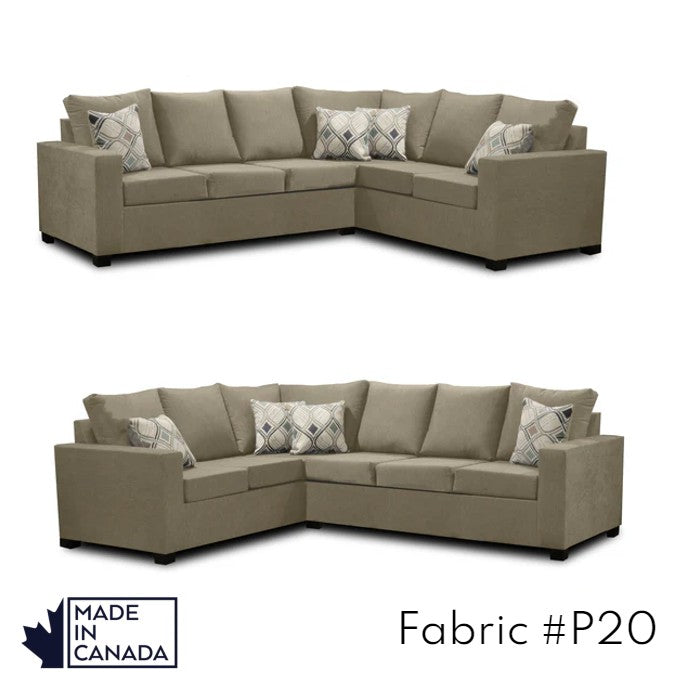 Canadian Made 3 x 2 Sectional Sofa with LHF/RHF Configuration - 17 Color Options for Living Room, Family Room & Home Theater Comfort
