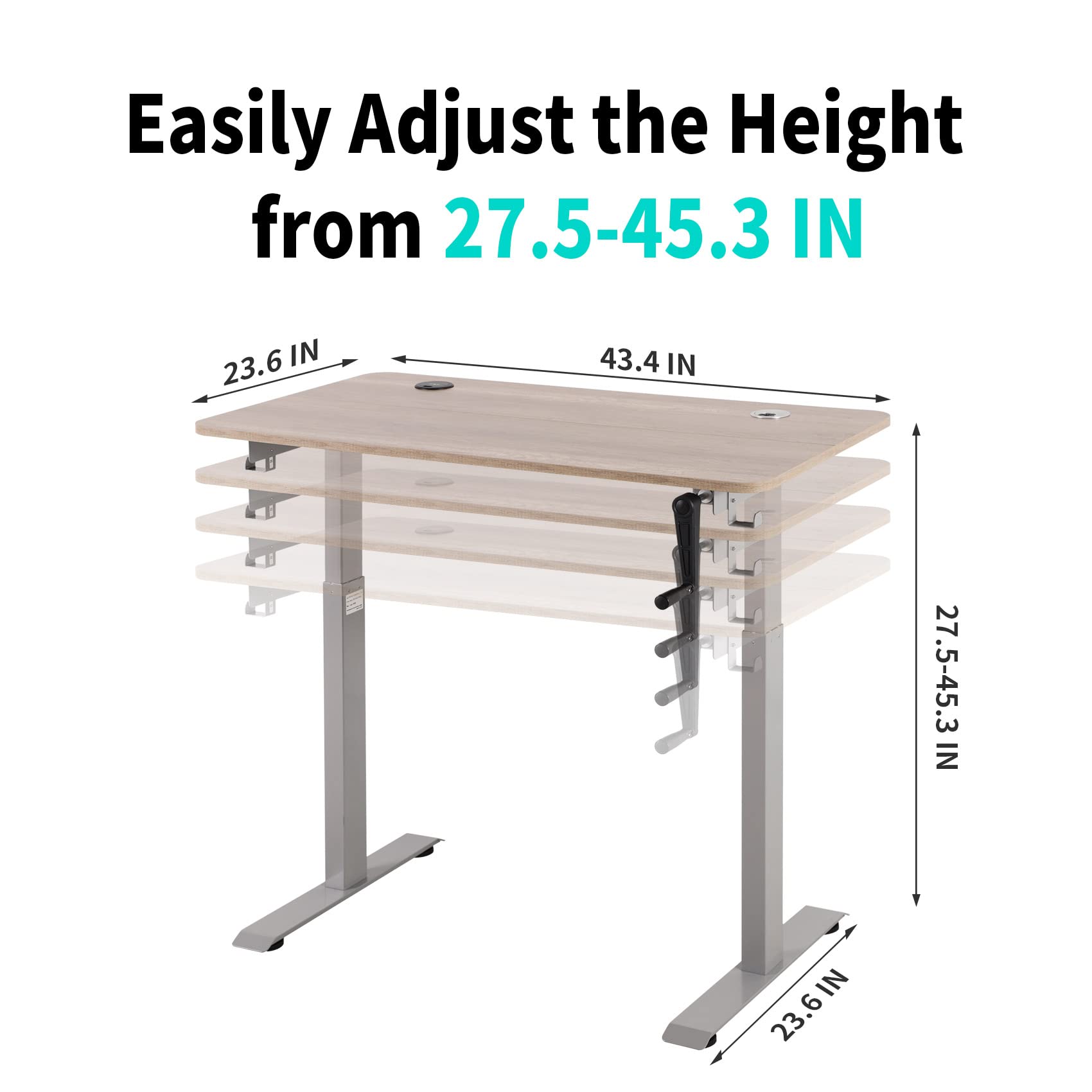 UNICOO Adjustable Height Standing Desk with USB & Wireless Charger - Home Office Desk, Gaming Table, Computer Desk in Antique Oak (NTCSET-01-M2) - Perfect for Remote Work, Online Gaming & Ergonomic Workspaces