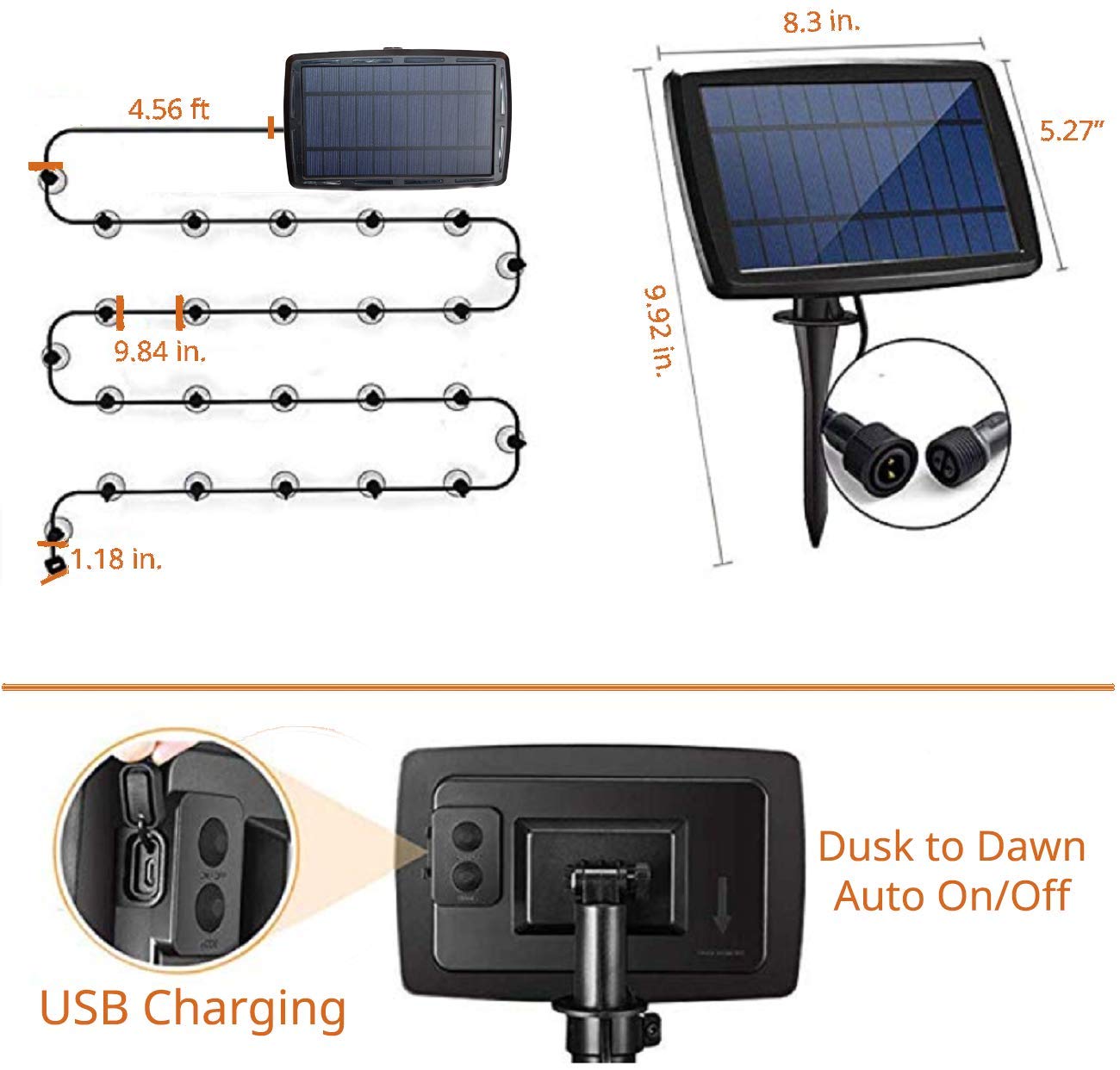 Solar Powered LED Lights - 20 LED G40 Clear Bulbs, 25 Foot String Lights - Outdoor/Patio/Garden Decoration for Parties, Weddings & Home Lighting