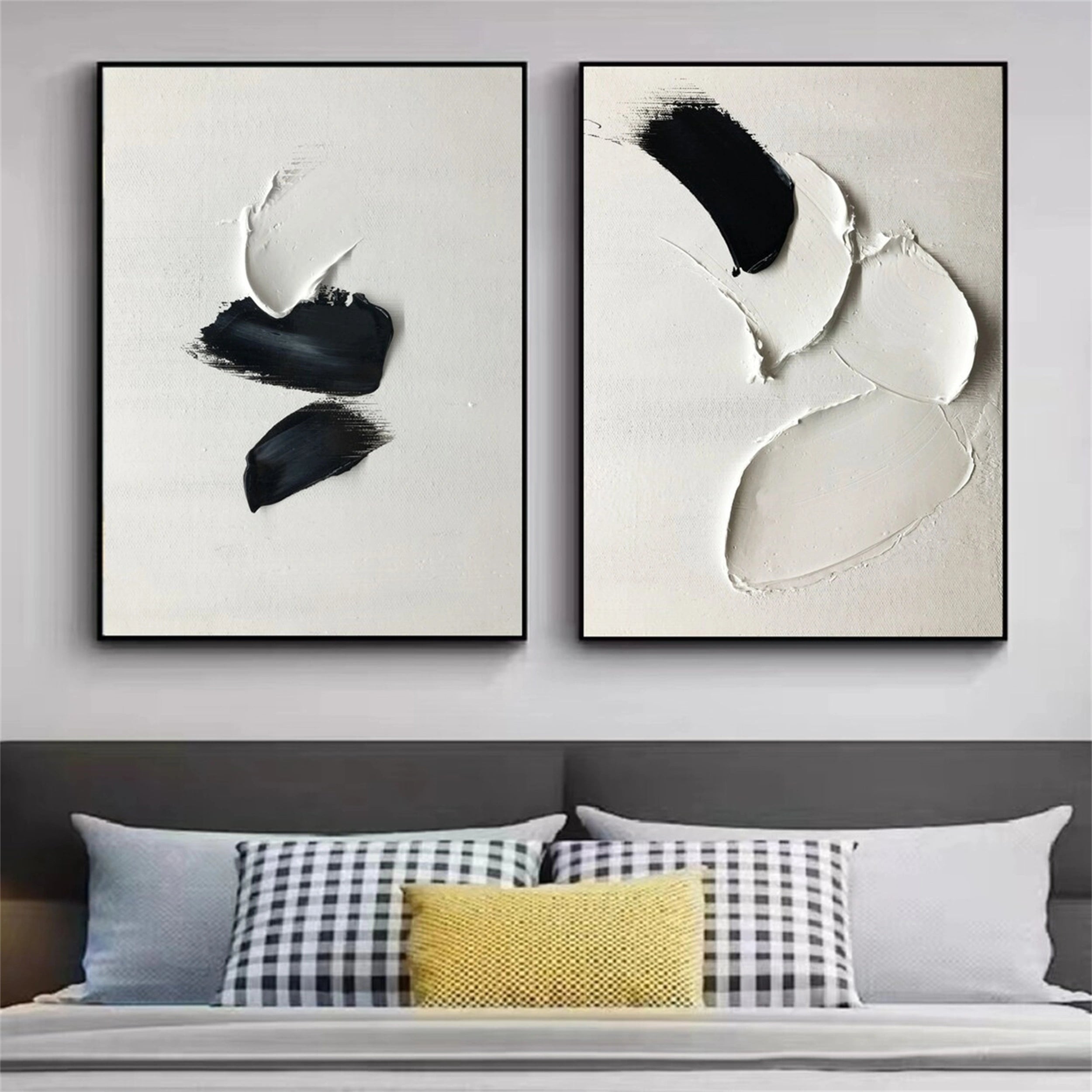 Minimalist Textured Painting Canvas Set of 2 - Modern Abstract Wall Art for Living Room & Bedroom Decor #MM143 | Perfect for Home, Office & Gift Giving