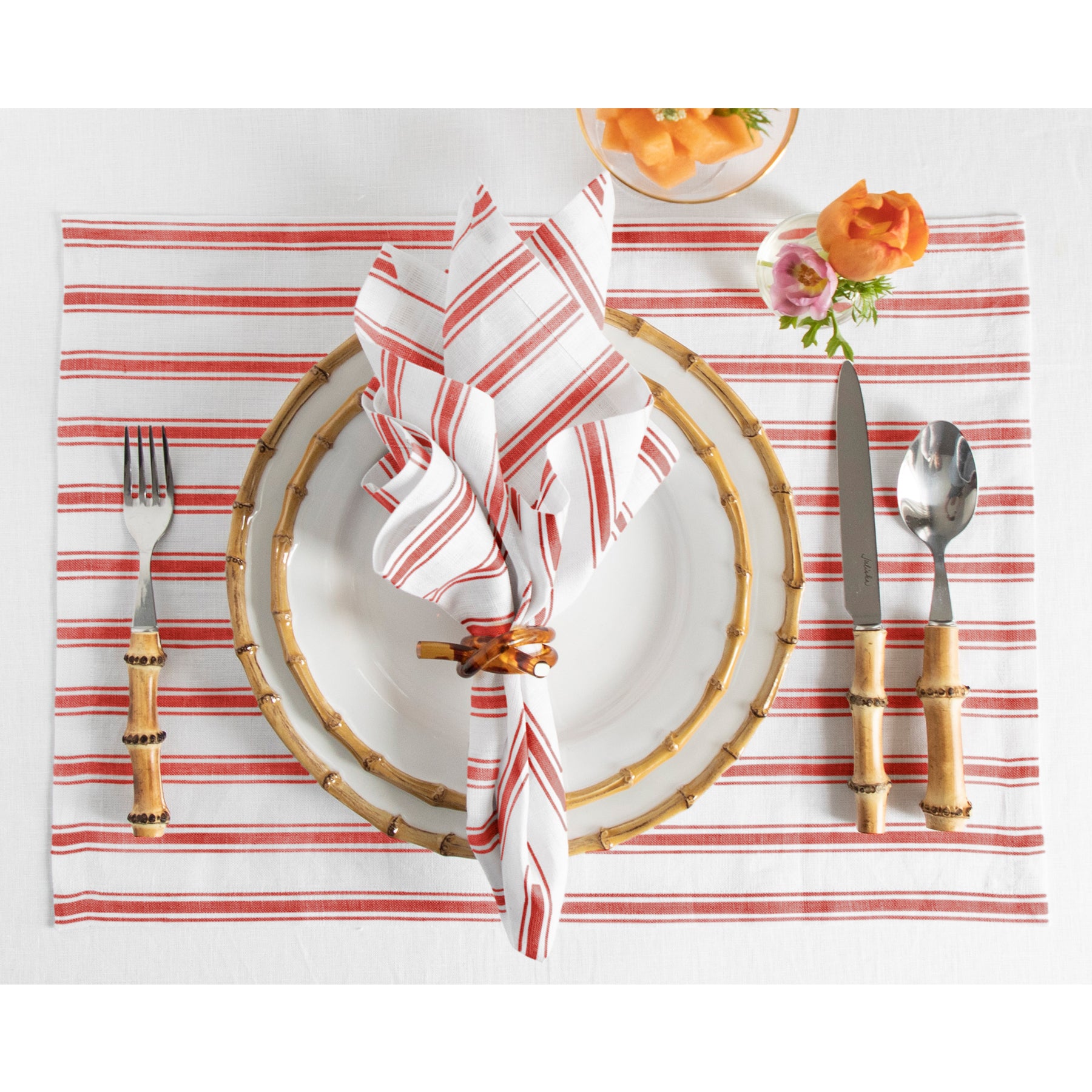 Stylish Capri Ticking Stripe Placemats - Set of 4 Cotton Table Mats for Dining & Kitchen Decor - Perfect for Farmhouse, Coastal, or Modern Home Settings