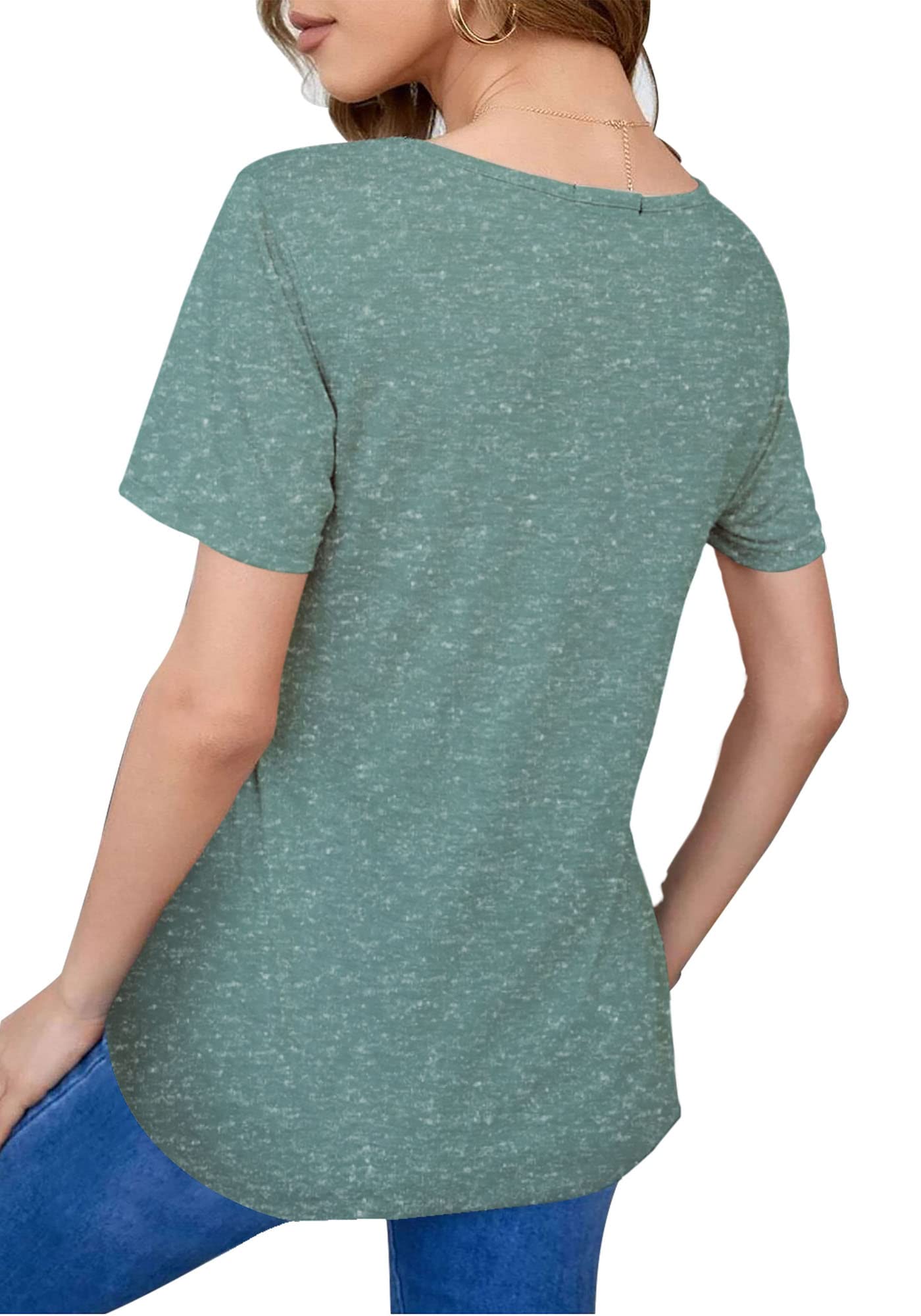 Women's Plus Size Summer Short Sleeve V-Neck T-Shirts - Loose Casual Blouses & Trendy Basic Tees for Everyday Wear, Beach Outings & Office Casual