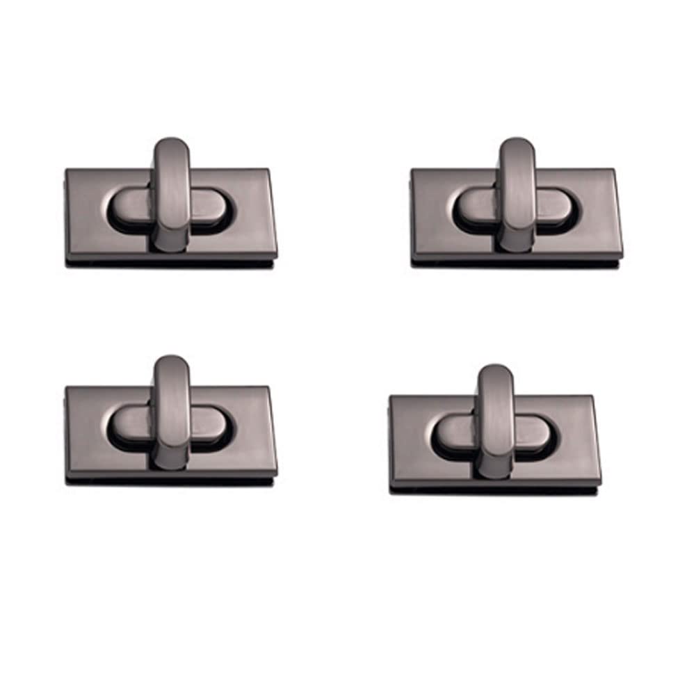 Ackron 4-Piece Gun Black Metal Twist Turn Lock Purse Clasp - DIY Handbag, Shoulder Bag, Wallet & Briefcase Hardware Closure for Secure and Stylish Accessories | Perfect for Crafting, Repairing & Customizing Leather Goods