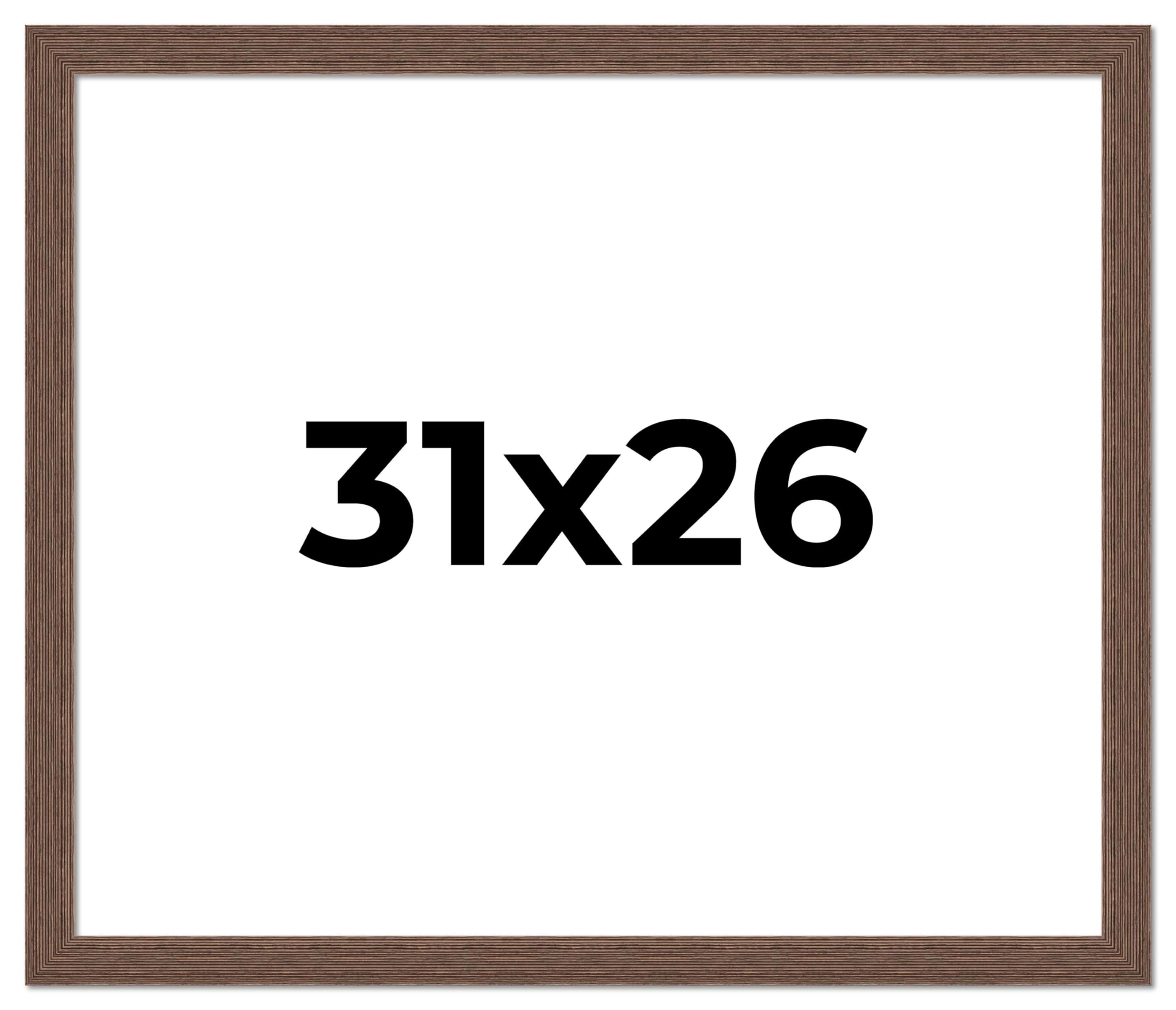 31x26 Distressed Brown Barnwood Picture Frame - Rustic Farmhouse Photo Display with UV Protective Acrylic & Acid-Free Backing - Perfect for Wall Decor, Wedding Photos, and Living Room Art Displays