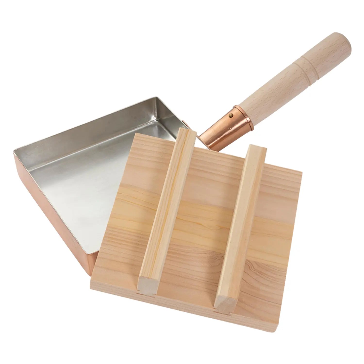 Premium EBM Sawara Cypress Wooden Lid for Square Omelette Pan - Natural Japanese Wood Cover for Nonstick Frying Pans, Perfect for Kitchen Cooking & Serving Dishes