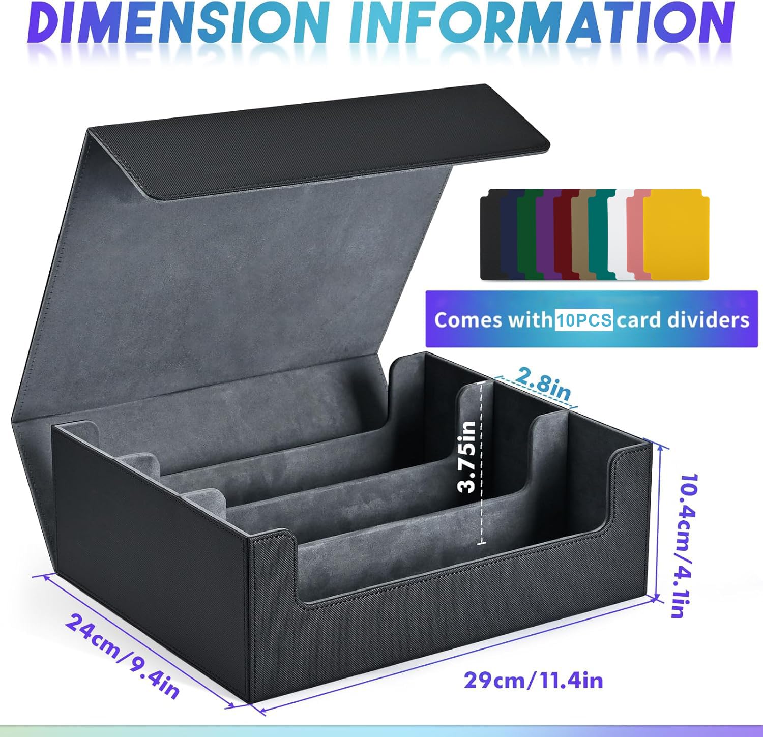 Premium PU Leather Trading Card Storage Box - Holds 1800+ Cards, Magnetic Closure Deck Case for Magic The Gathering, MTG, Pokemon & Yu-Gi-Oh - Perfect for Game Nights, Collectors & Travel (Black)