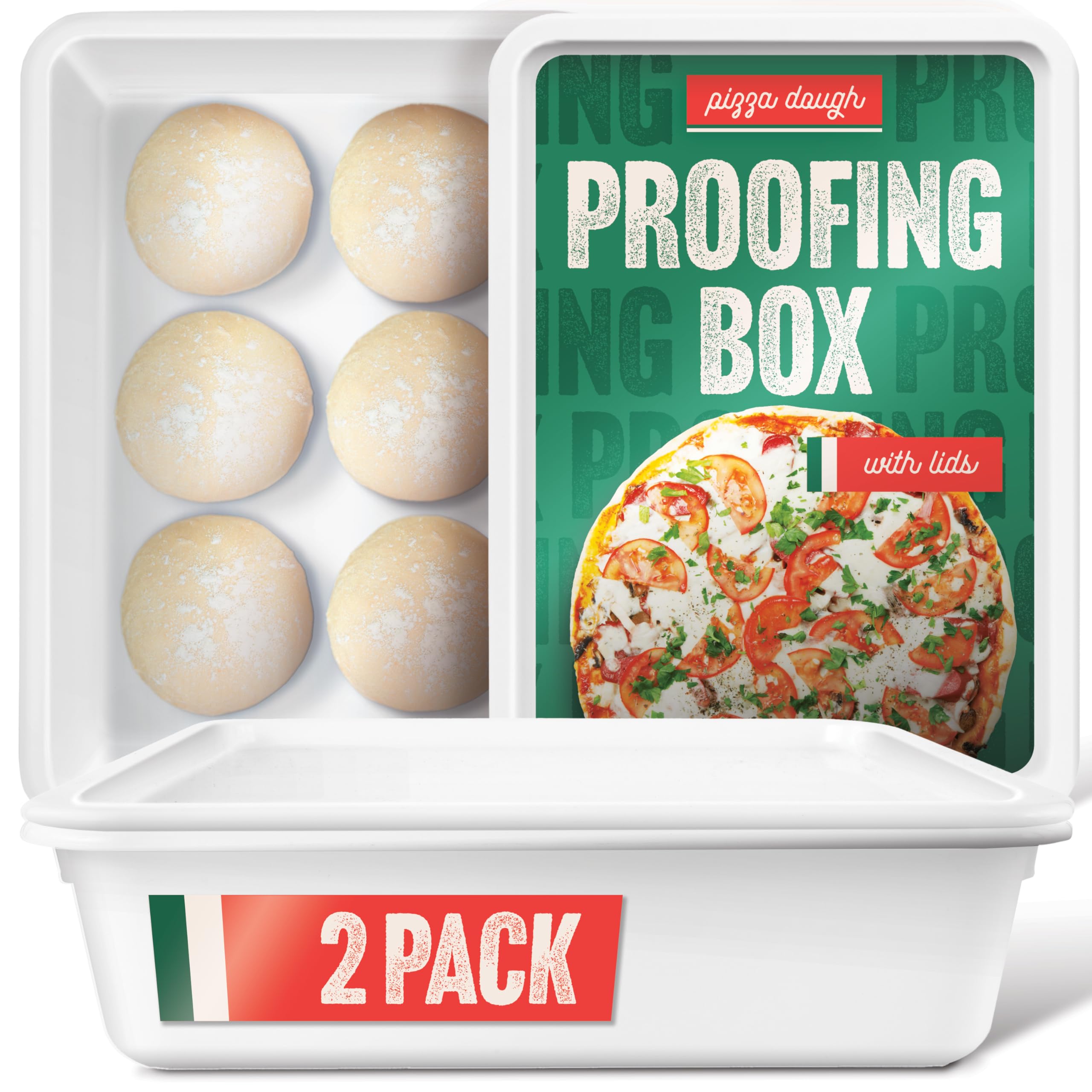 Stock Your Home Pizza Dough Proofing Container with Lid (2 Pack) - Bread Dough Rising Box for Homemade Pizza, Sourdough & Artisan Bread Baking | Perfect for Kitchen, Bakery & Food Prep