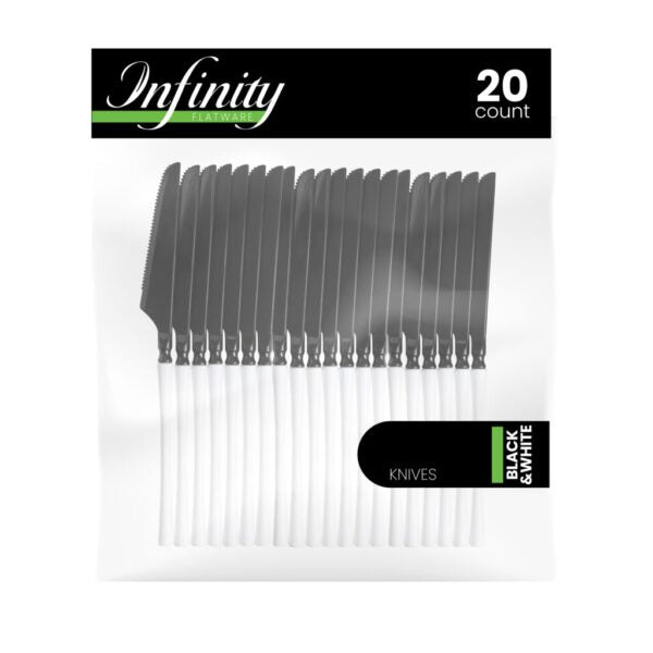 Premium Infinity Collection Black & White Flatware Set - 20-Piece Stainless Steel Cutlery for Dining, Parties & Elegant Table Settings