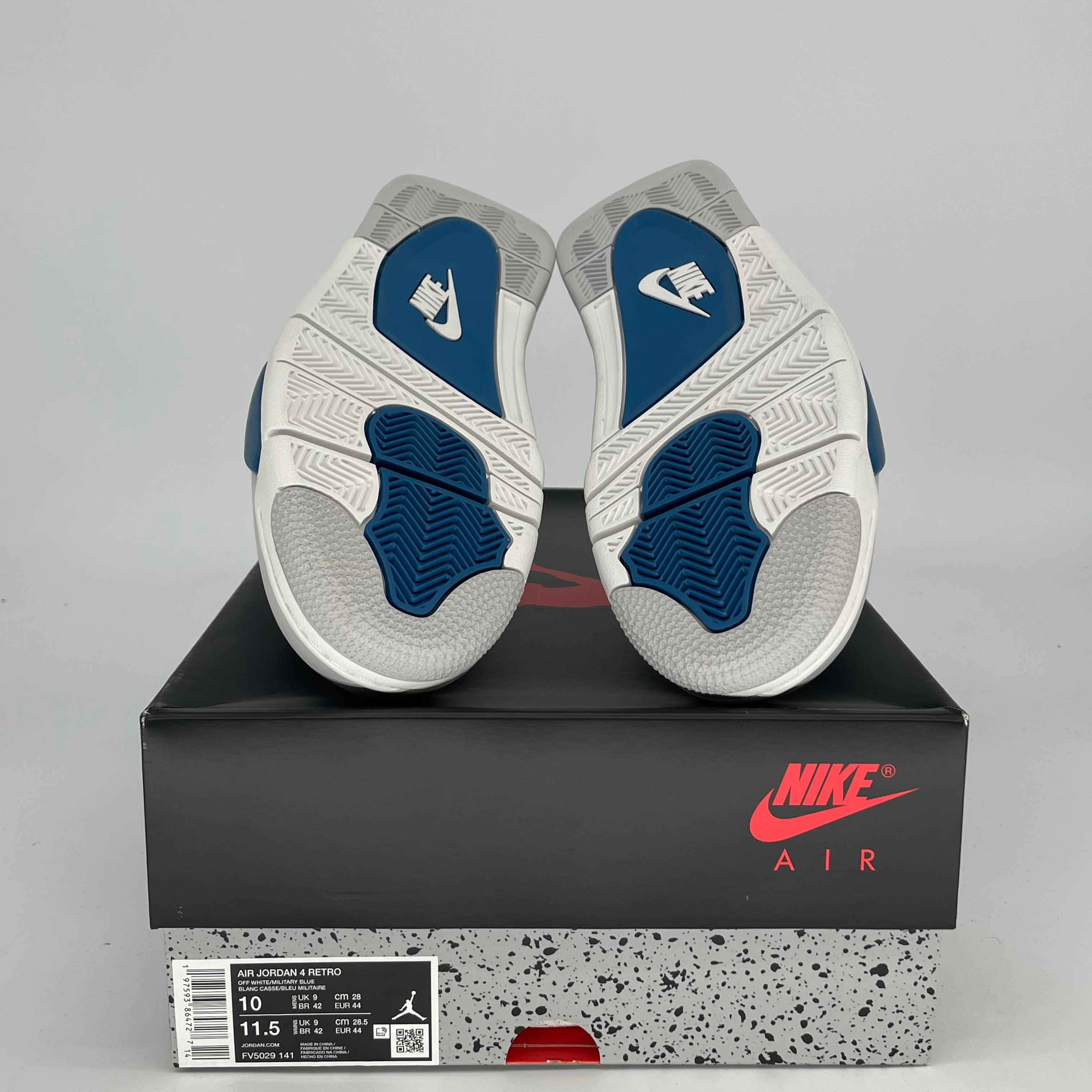 Original Air Jordan 4 Retro 'Military Blue' Men's Size 10 / Women's Size 11.5 - FV5029-141 | Authentic Basketball Sneakers for Sports & Streetwear Fashion