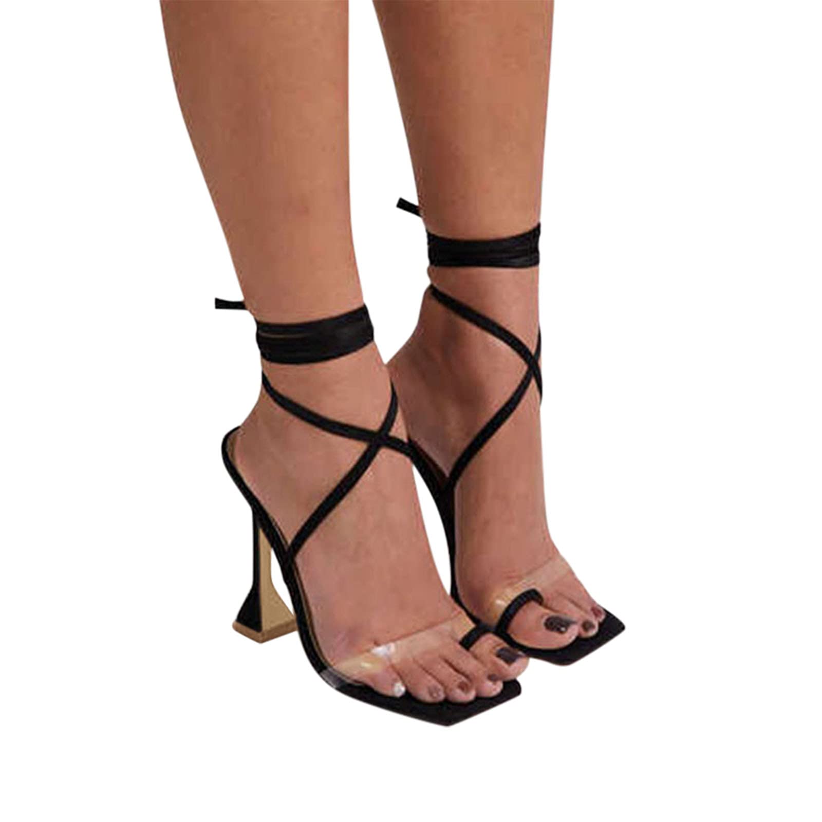 AIHOU Women's Strappy High Heel Sandals - Sexy Lace Up Clip Toe Pumps for Casual & Dressy Occasions | Perfect for Parties, Weddings & Summer Outings