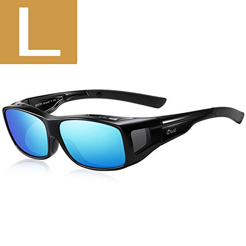 L Size Black Frame Revo Blue Lens