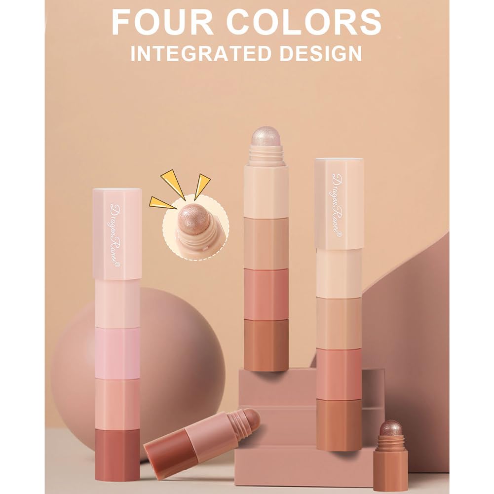 4-in-1 Waterproof Eyeshadow Pen Set - Non-Smudge High Gloss Silky Eyeshadow Stick with Pearlescent Finish | Glitter Eyeliner & Shimmer Metallic Eyeshadow for Korean Makeup Look | Perfect for Party, Wedding & Night Out (#A+#B)