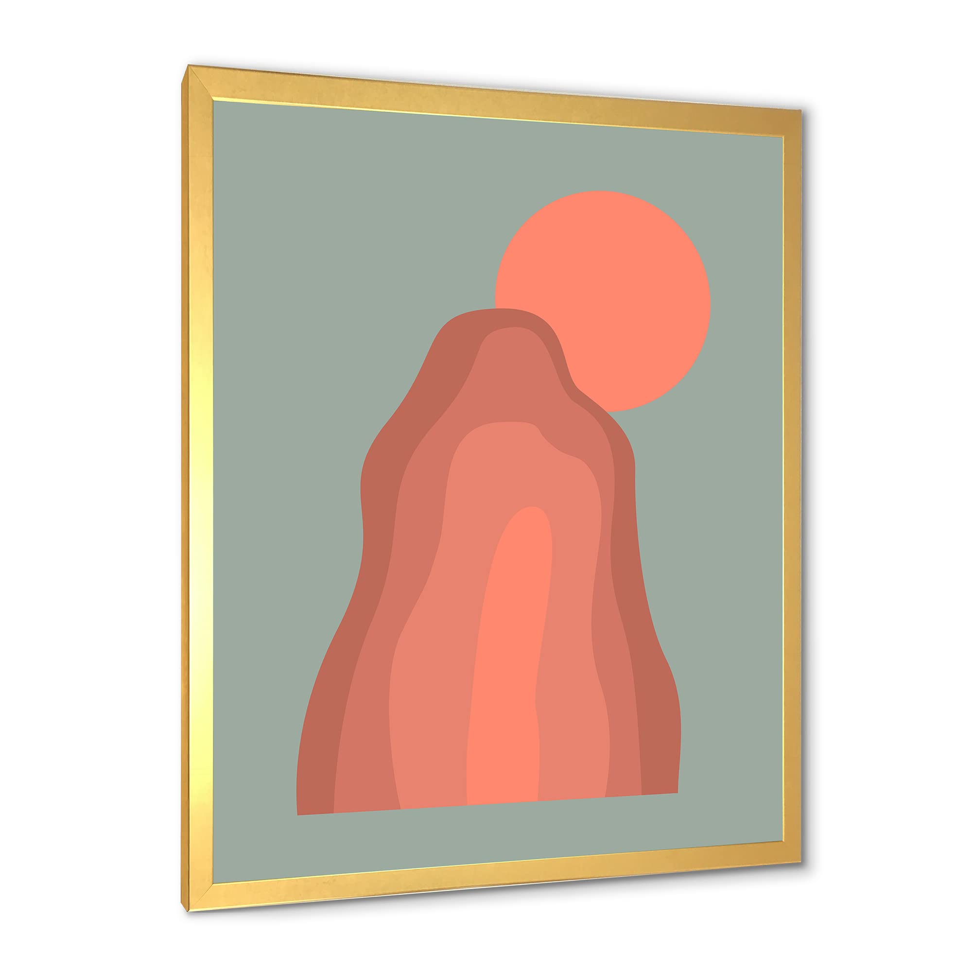 DesignQ Pink Sunset Mountain Landscape Modern Framed Wall Art - Stunning Home Decor for Living Room, Bedroom & Office