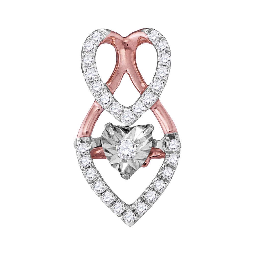 10K White Gold Women's Moving Round Diamond Heart Pendant Necklace - 1/6 CTTW - Perfect for Valentine's Day, Anniversary & Birthday Gifts