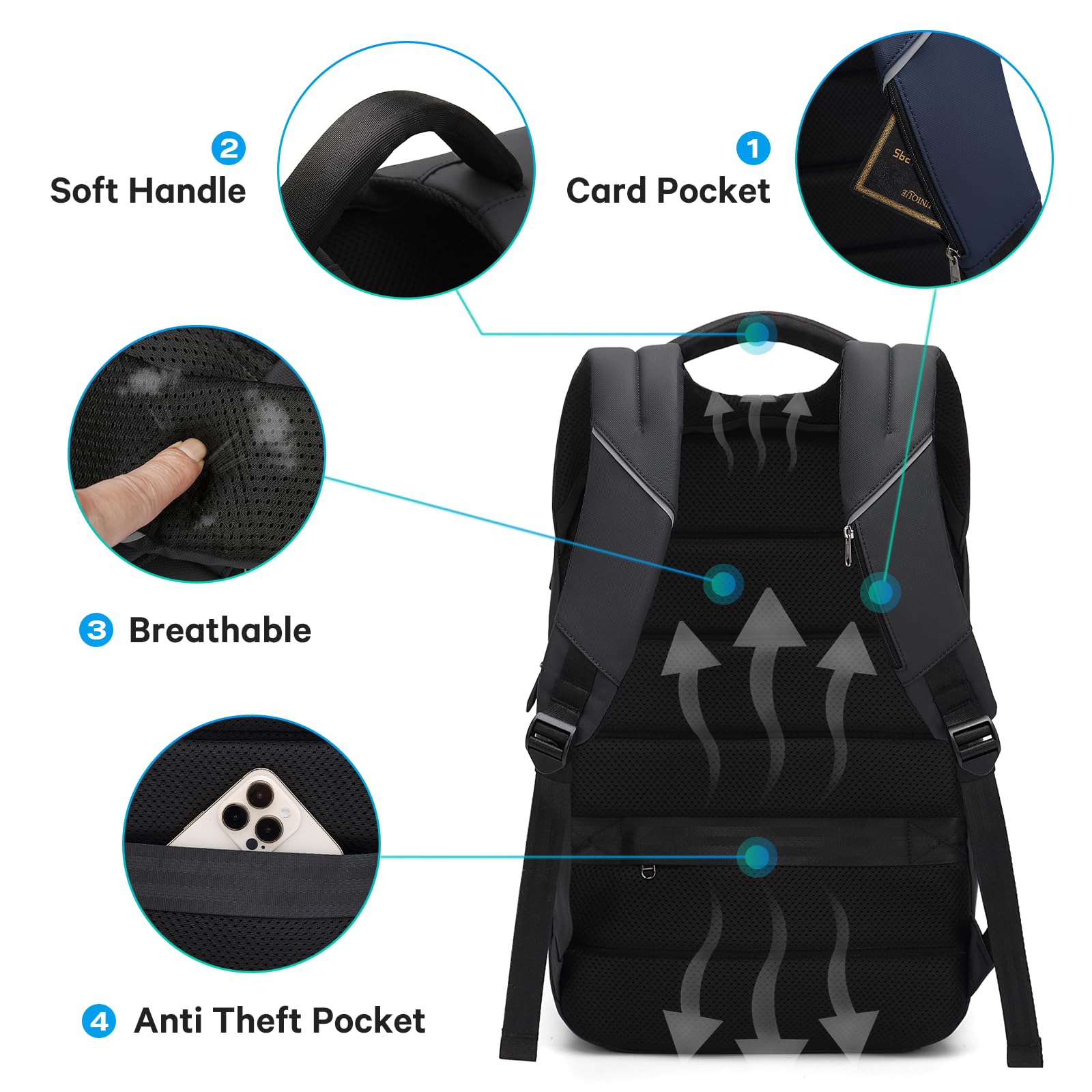 BANGE Lightweight Travel Backpack for Men & Women - 15.6 Inch Laptop Backpack, Durable Work Backpack for Business, College, Commuting & Outdoor Adventures