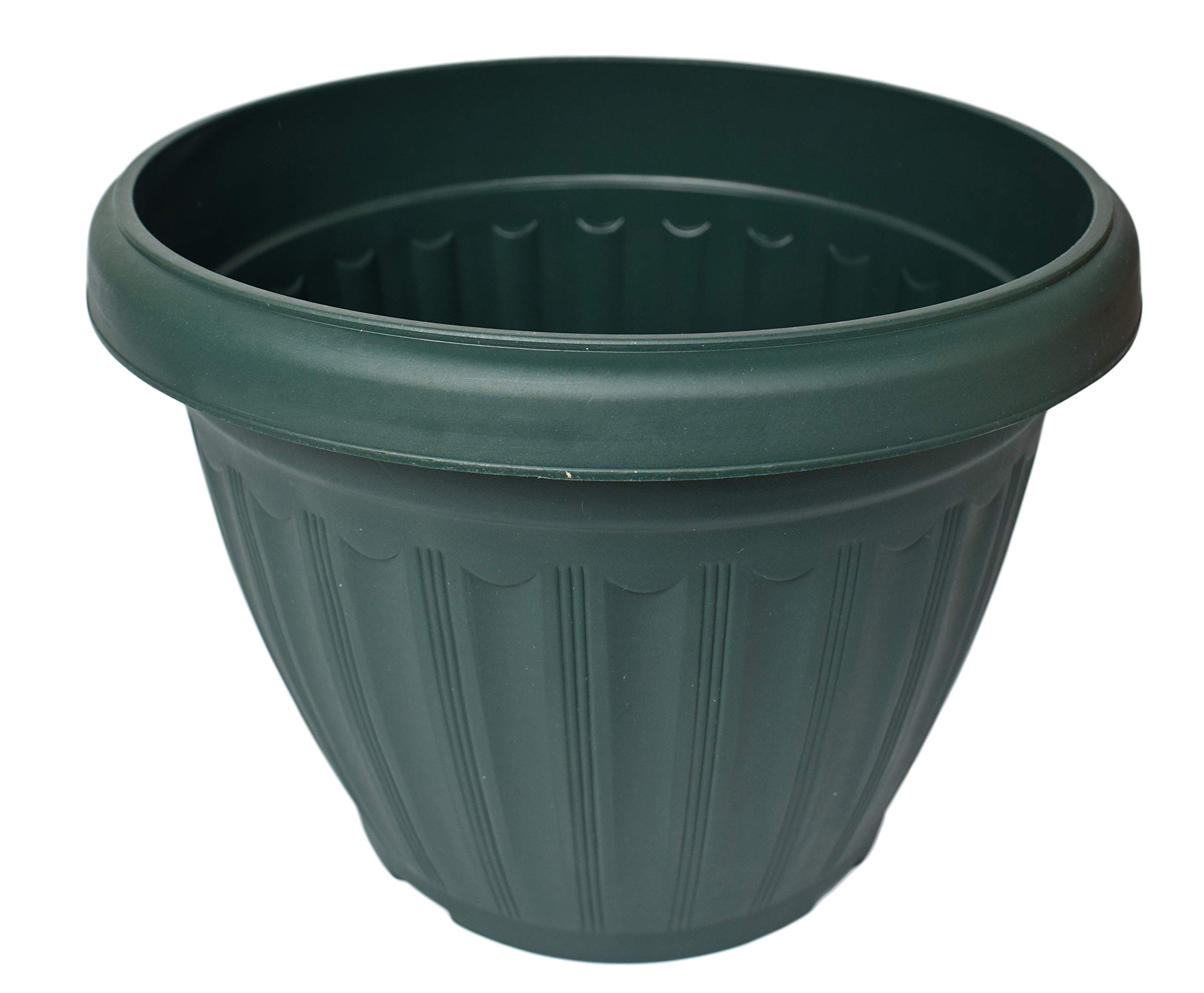 Set of 2 Round Green Planters for Indoor and Outdoor Plants - Perfect for Home Decor, Garden, Patio & Office Use