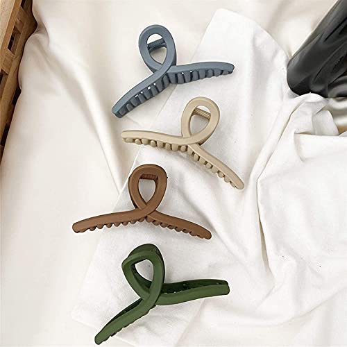 Belicia No-Slip Matte Large Hair Claw Clips - 4 Pack Strong Hold Butterfly Clamps for Thick Hair | Women's Hair Accessories for Work, Gym & Everyday Style