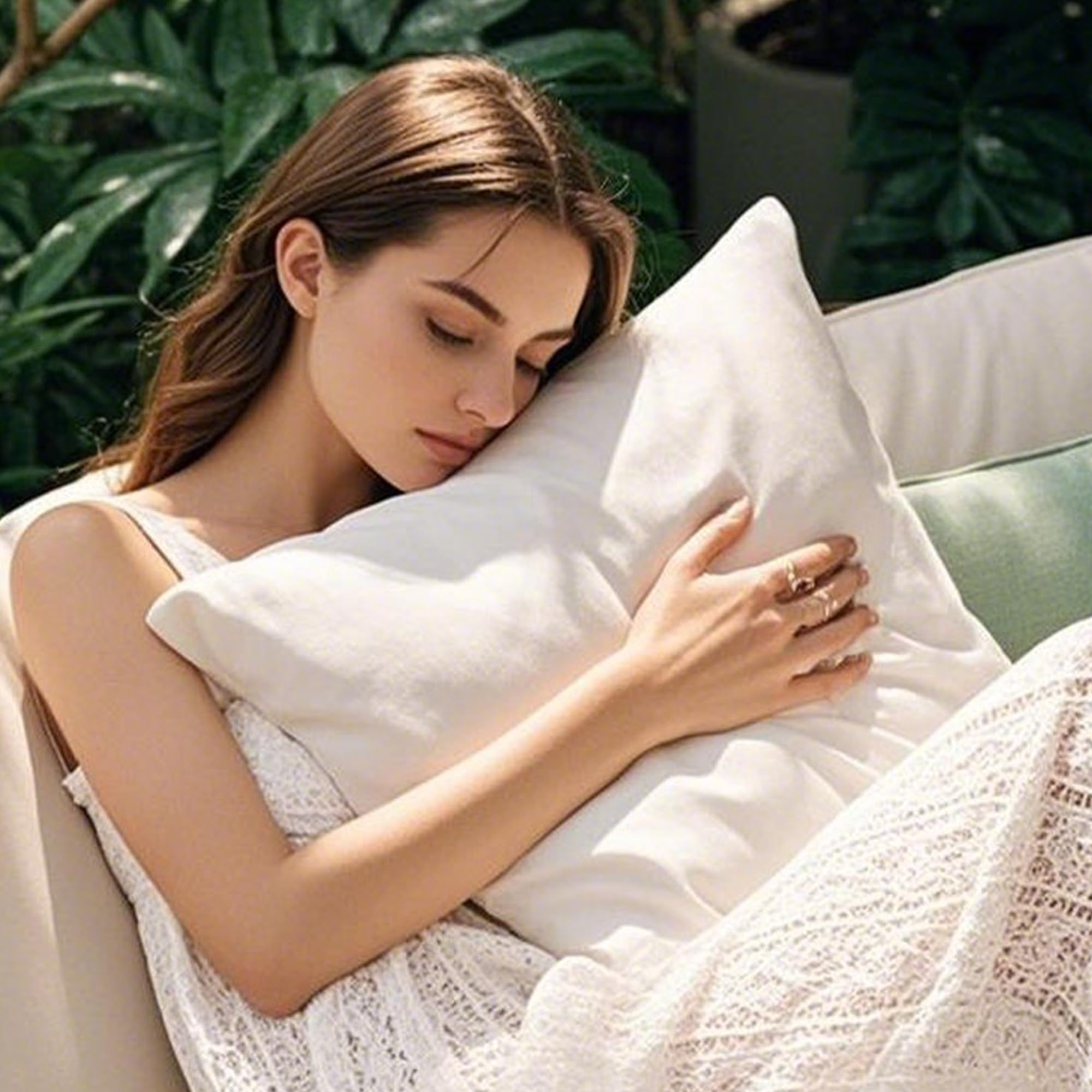 Premium Water-Resistant Outdoor Lumbar Pillow Inserts 12x20 (Set of 2) - Supportive Back Cushions for Patio Furniture, Garden Chairs & Poolside Lounging