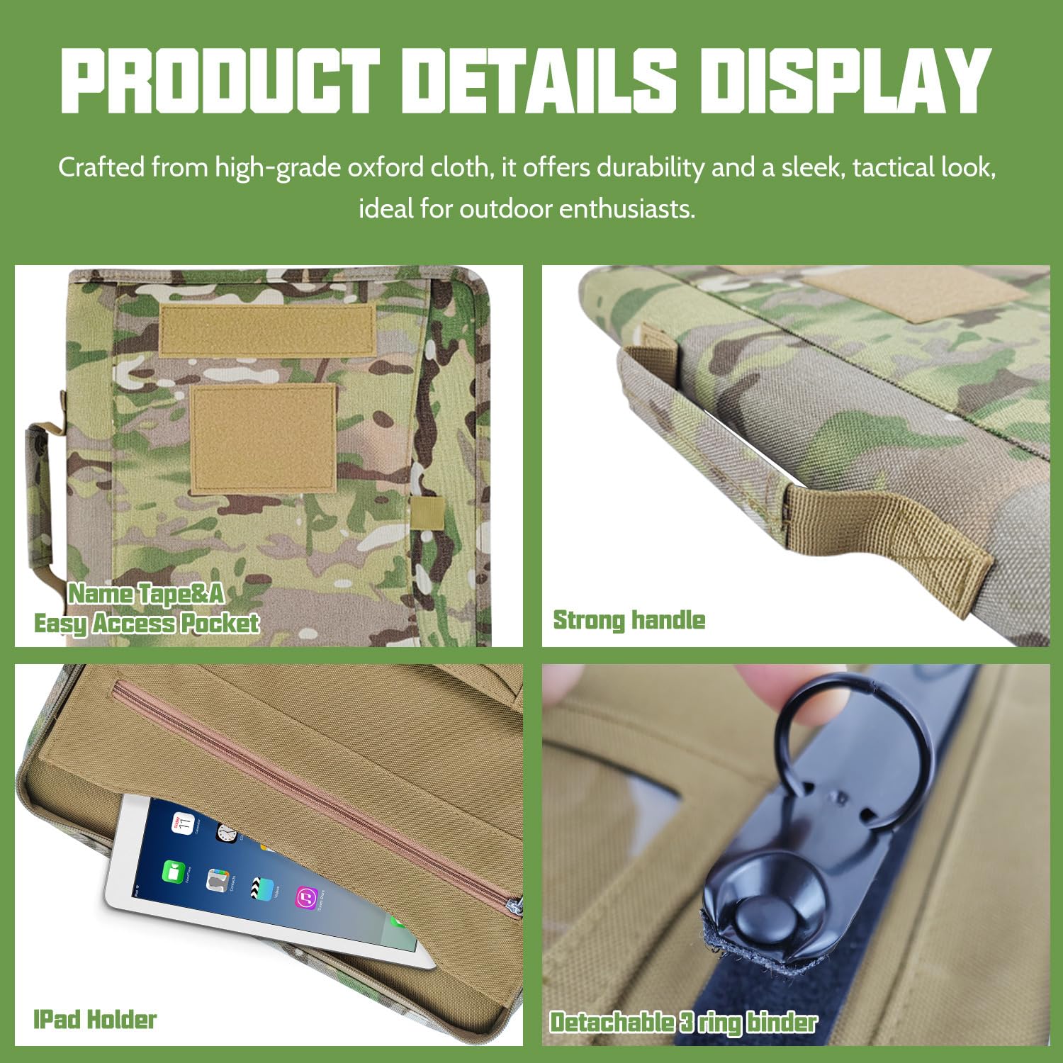 Tactical Military Padfolio Binder with Zipper - A4/Letter Size (13.8x12 Inch) - Includes 25 Sheets Paper & Detachable 3-Ring Binder - Perfect for Army Officers, Business Professionals and Outdoor Enthusiasts - Ideal for Meetings, Field Operations and Office Organization