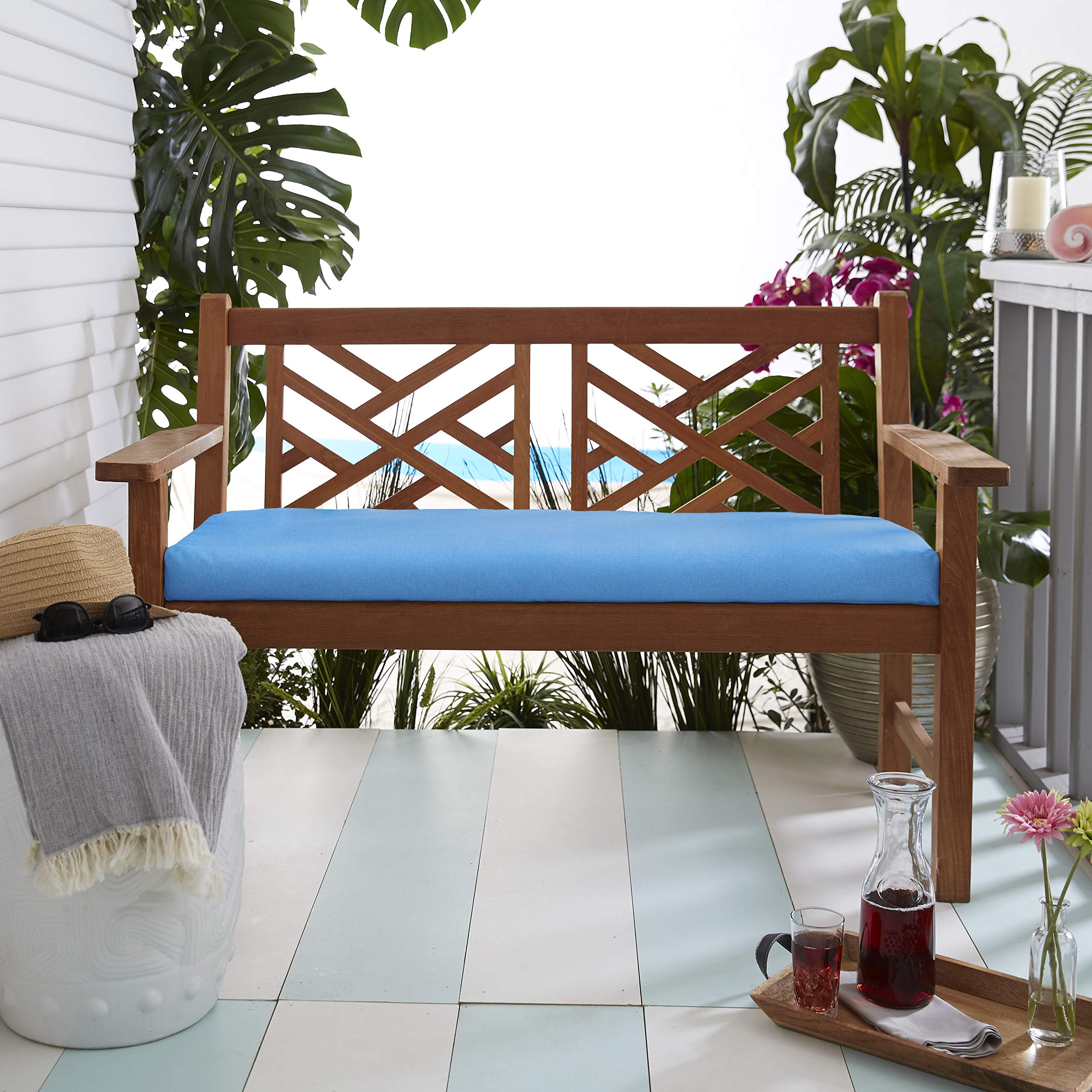Sorra Home Sunbrella Bristol Bench Cushion - Waterproof Outdoor Patio Cushion, 1-Pack Canvas Capri Fabric - Perfect for Garden, Deck, Poolside & Patio Furniture