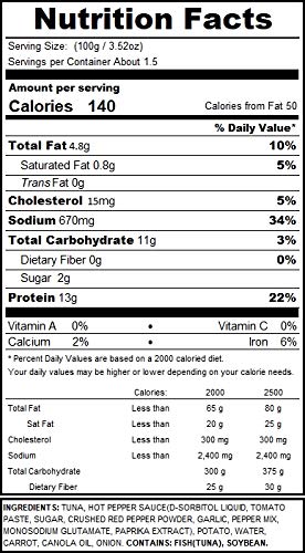 Dongwon Premium Tuna Chunks & Flakes in Spicy Double Hot Pepper Sauce - 5.29oz Can - Perfect for Sandwiches, Salads & Korean Dishes