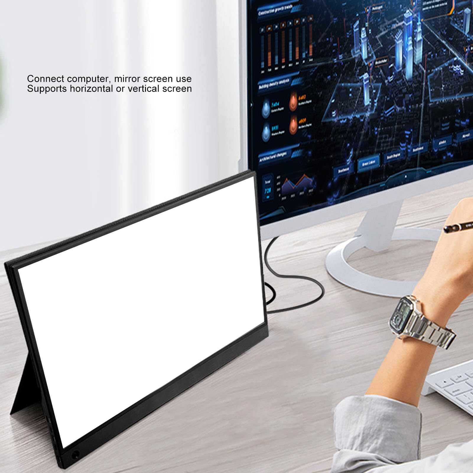 16in Portable Monitor IPS Display 1920x1200 Ultra Thin HDR - USB C HDMI External Screen for Laptop, Phone, Gaming, Office Work | Wide Compatibility, 3ms Response Time, Mirror Screen Projection | Perfect for Travel, Business Presentations & Mobile Gaming