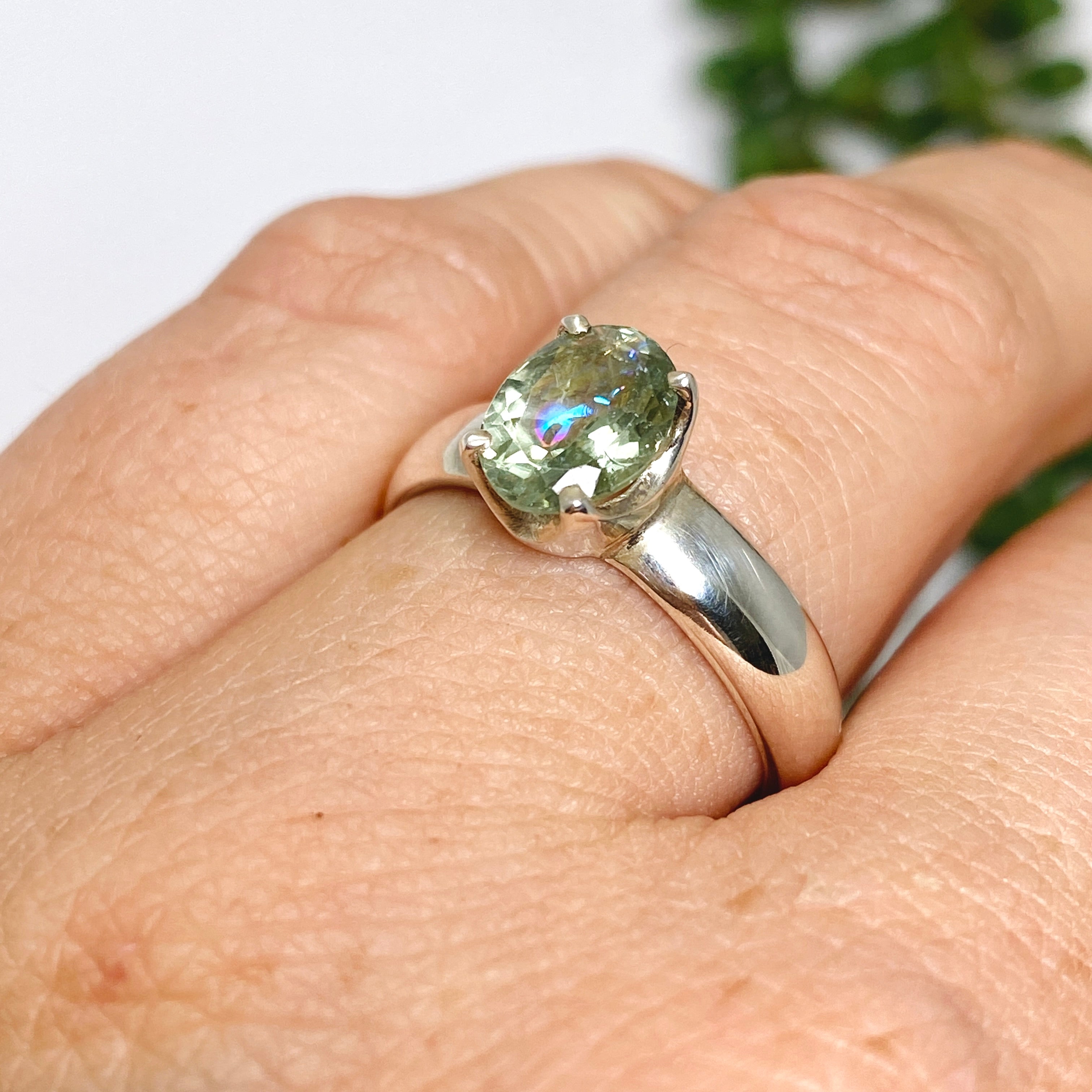 Green Tourmaline Oval Faceted Ring Size 7 - Natural Gemstone Jewelry for Women, Dainty Engagement or Promise Ring - Perfect for Weddings, Anniversaries & Special Occasions
