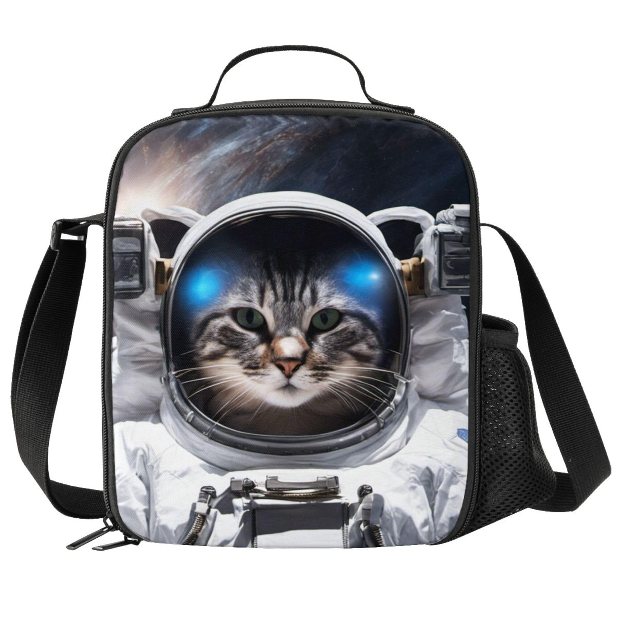 Space Cat Insulated Lunch Box - Leakproof Food Bag for School, Beach & Picnics | Cute Lunch Pouch for Teens, Boys & Girls | Perfect for School Lunches, Outdoor Activities & Travel