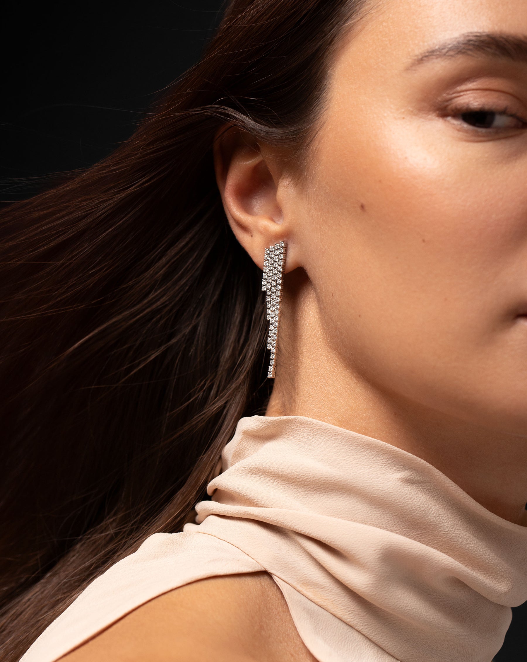 Elegant Deco Diamond Waterfall Earrings for Women - 925 Sterling Silver Dangle Drop Earrings | Perfect for Weddings, Parties & Special Occasions