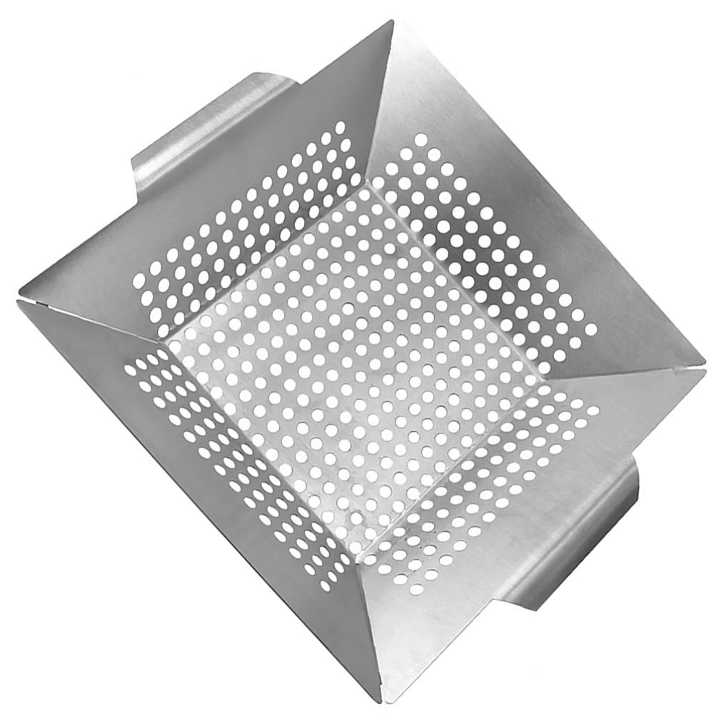 BESPORTBLE Stainless Steel Vegetable Grill Basket - BBQ Grill Plate for Indoor, Outdoor & Camping - Perfect for Grilling Veggies, Seafood & More at Home, Picnics & Backyard Parties