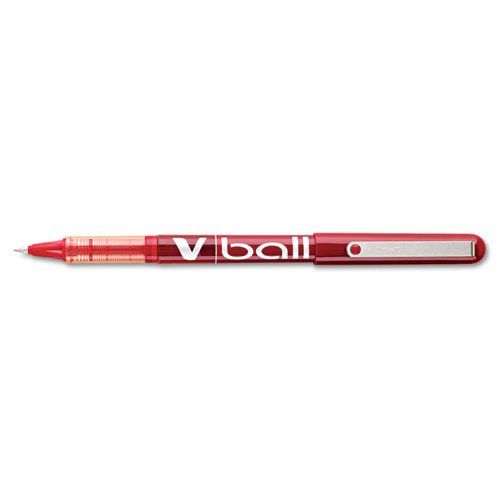 Pilot VBall Roller Ball Liquid Ink Stick Pen - 0.5mm Fine Point Red Ink, Pack of 12 (Model 35202) | Smooth Writing for Office, School & Journaling | Perfect Gift for Students & Professionals