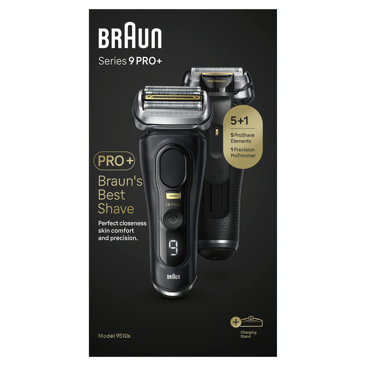Braun Series 9 PRO+ 9510S Wet & Dry Electric Shaver for Men - Premium Close Shaving with AutoSense Technology | Perfect for Travel, Daily Grooming & Sensitive Skin Care