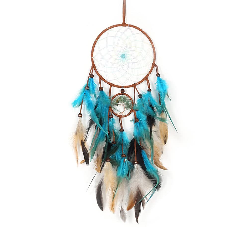 Handmade Crystal Stone Dream Catcher Wall Hanging - Boho Tree of Life Decor with Feathers for Bedroom, Nursery & Dorm Room | Perfect Spiritual Gift for Women & Teens | Meditation Room & Yoga Studio Decor
