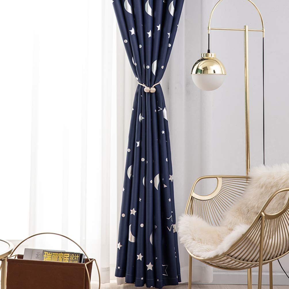 Stars & Moon Blackout Thermal Insulated Curtains for Living Room, Bedroom, Bathroom - Energy Efficient Window Treatments for Home Decor & Holiday