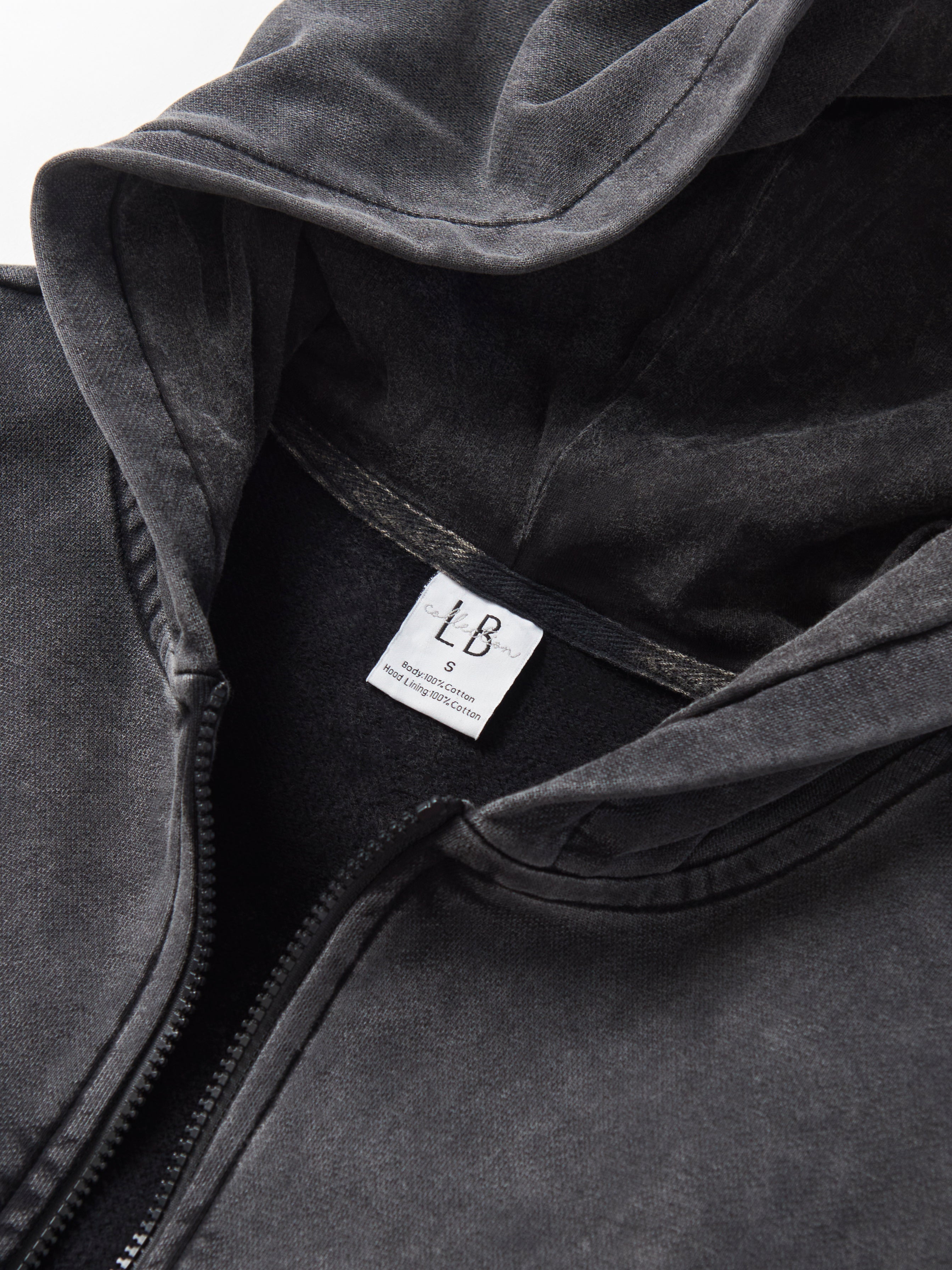 Men's Acid Wash Zip-Up Hoodie - Black | Stylish & Comfortable Pullover for Casual Wear, Street Fashion & Outdoor Activities