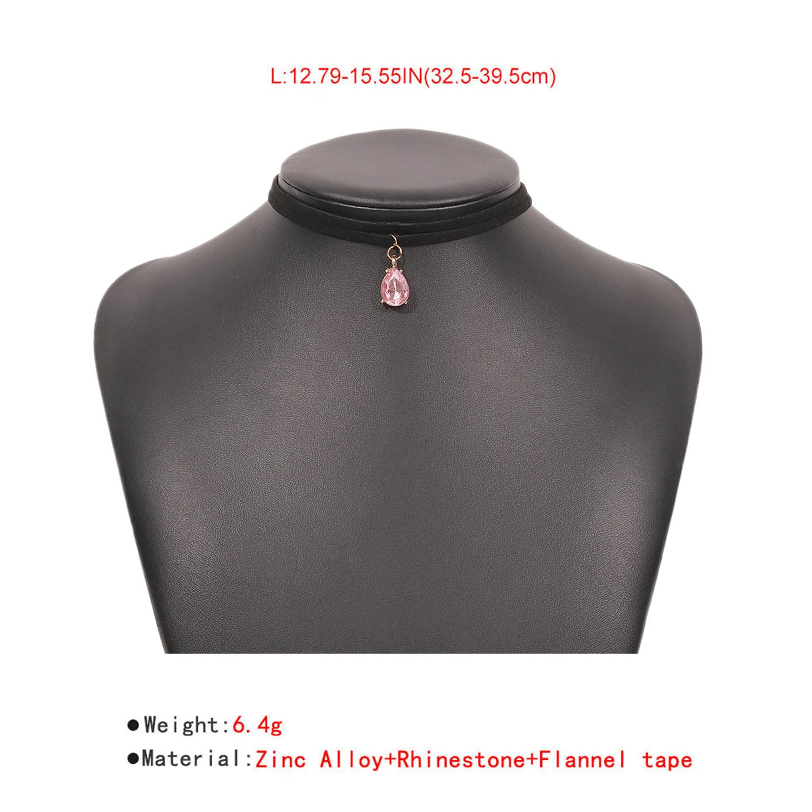 GRAEEN Black Velvet Choker Necklace with Pink Gem Pendant - Elegant Layered Crystal Choker for Women | Perfect for Christmas, Parties & Date Nights