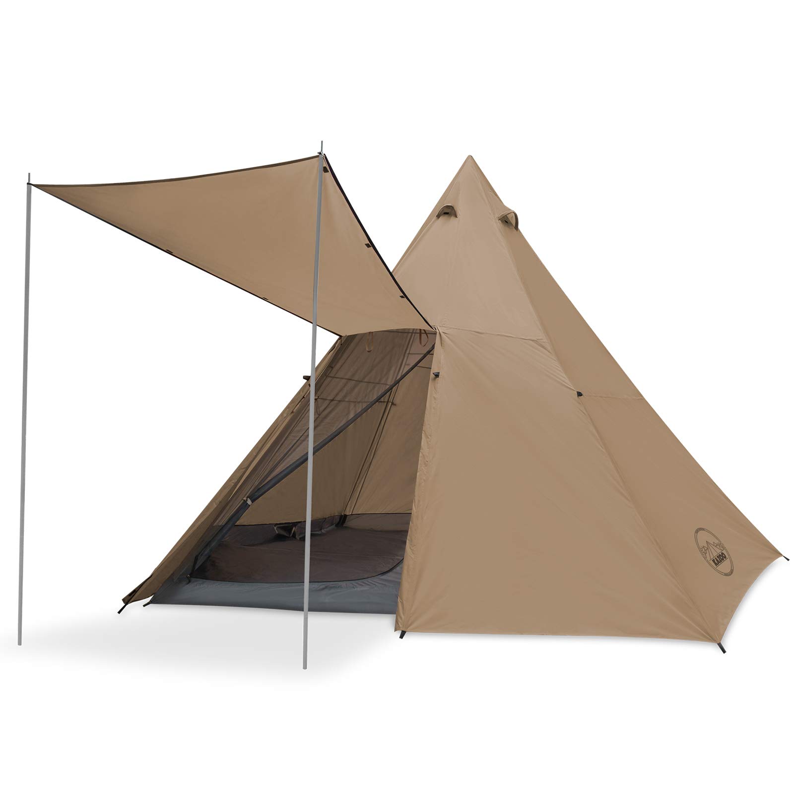 KAZOO 8-Person Waterproof Family Camping Tent - Instant Setup Double Layer Tipi Teepee Tent for Outdoor Adventures, Backpacking & Beach Trips