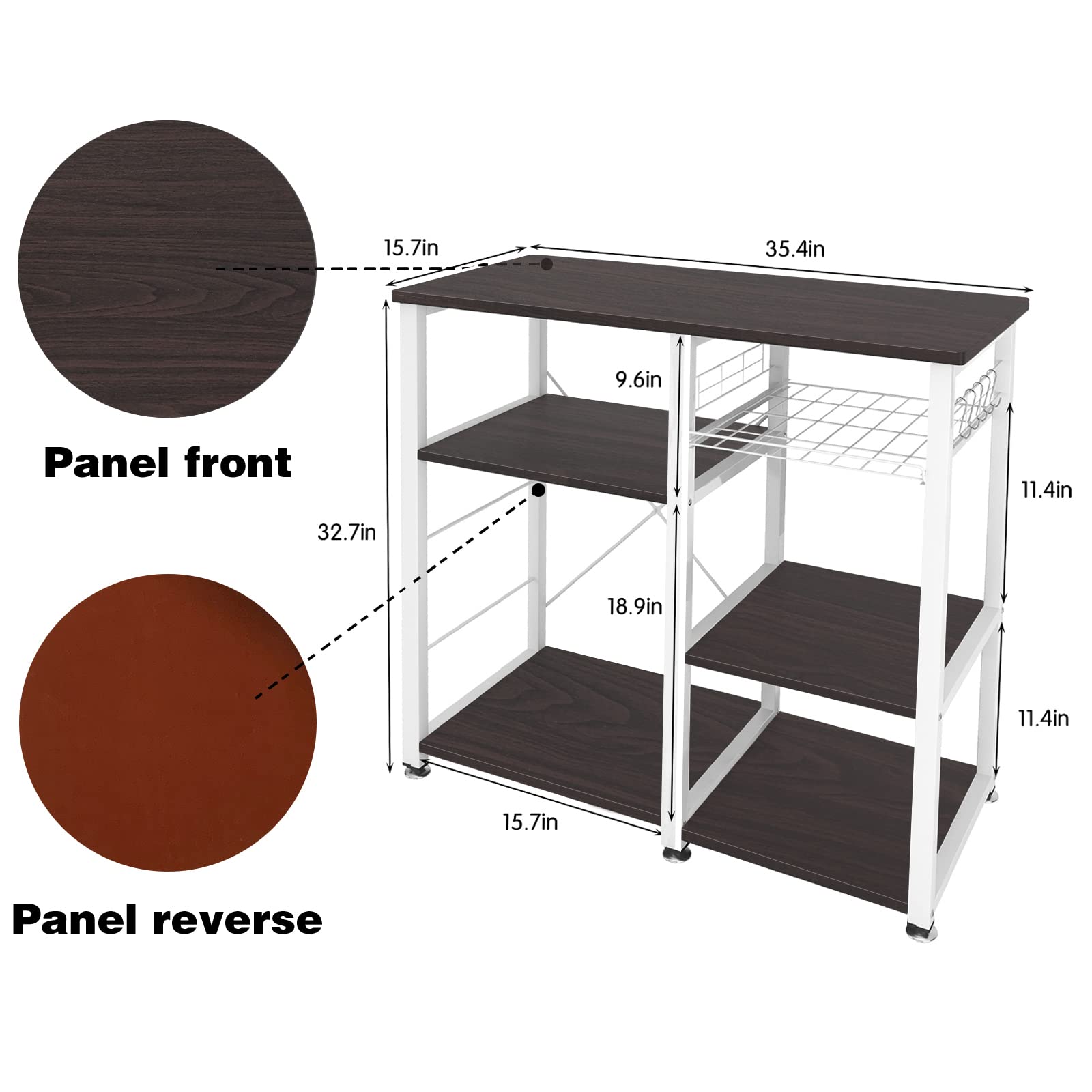 Soges Black Microwave Cart Stand with Shelves - Multi-Functional Kitchen Storage Organizer for Baking, Spices & Small Appliances - Perfect for Small Kitchens, Apartments & Dorm Rooms